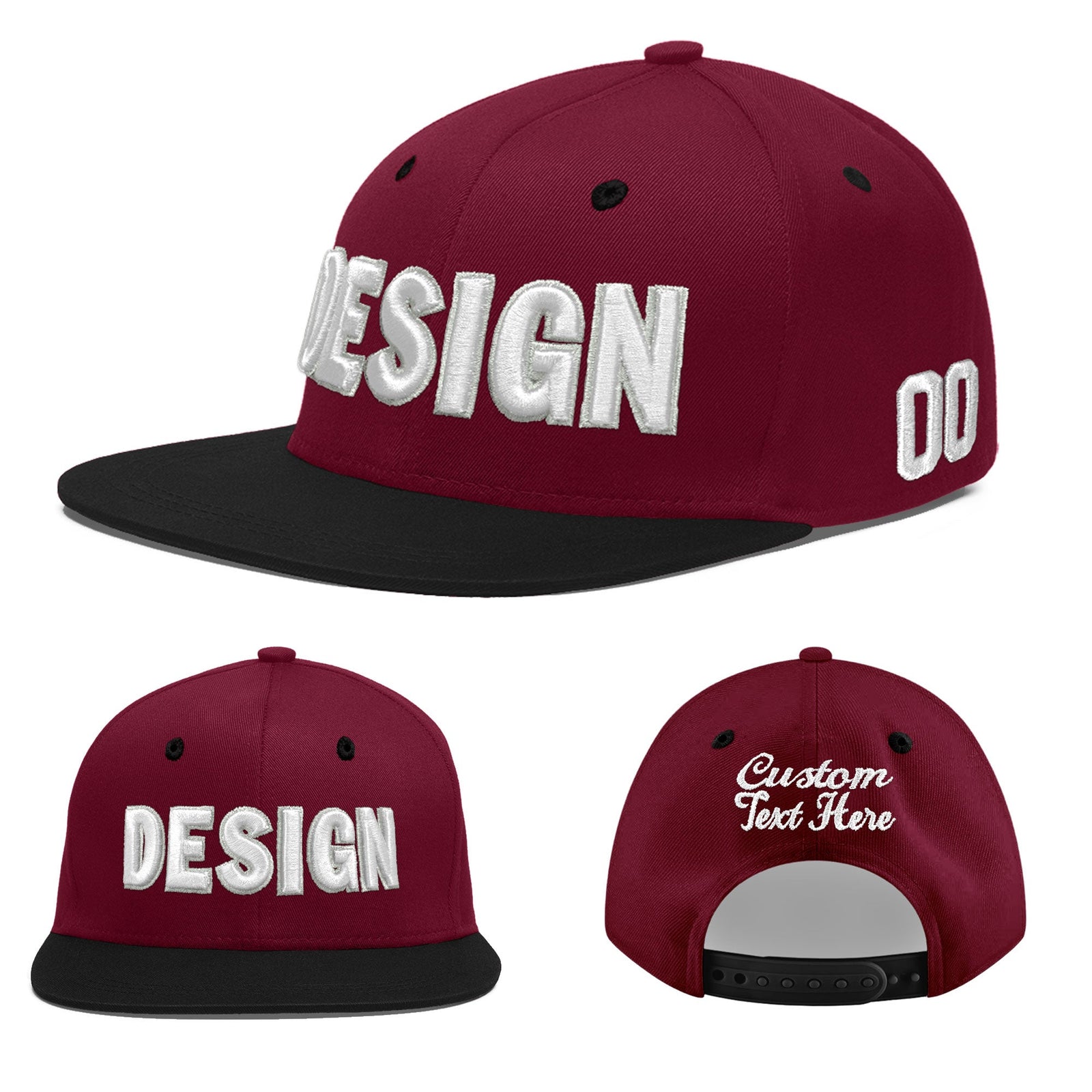 Custom Navy Orange 3D Puff Embroidery Flat Embroidery Casual Sport Baseball Cap