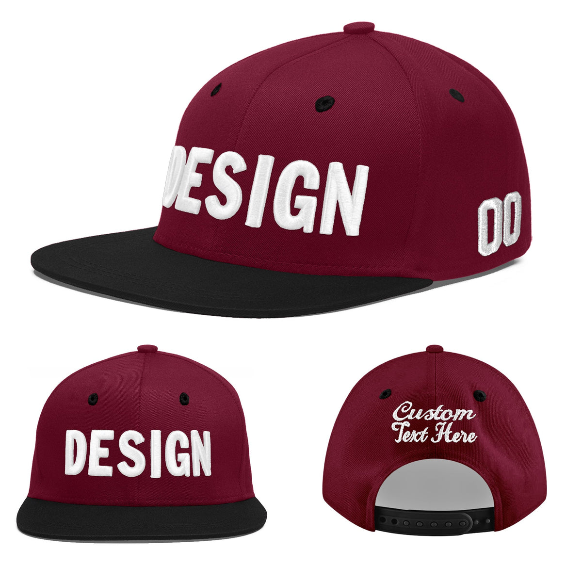 Custom Navy Orange 3D Puff Embroidery Flat Embroidery Casual Sport Baseball Cap