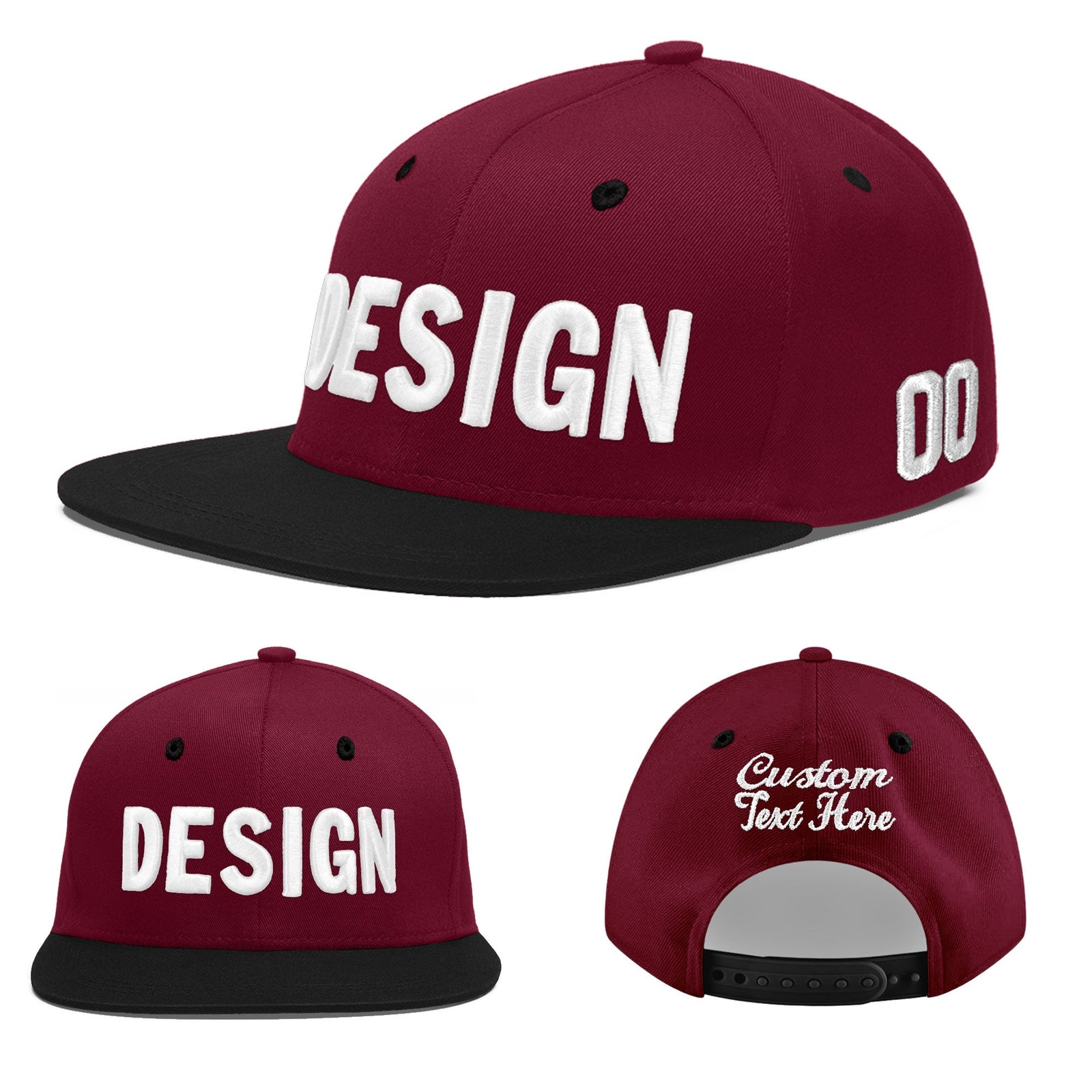 Custom Navy Orange 3D Puff Embroidery Flat Embroidery Casual Sport Baseball Cap