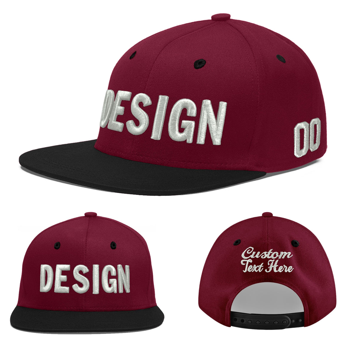 Custom Navy Orange 3D Puff Embroidery Flat Embroidery Casual Sport Baseball Cap