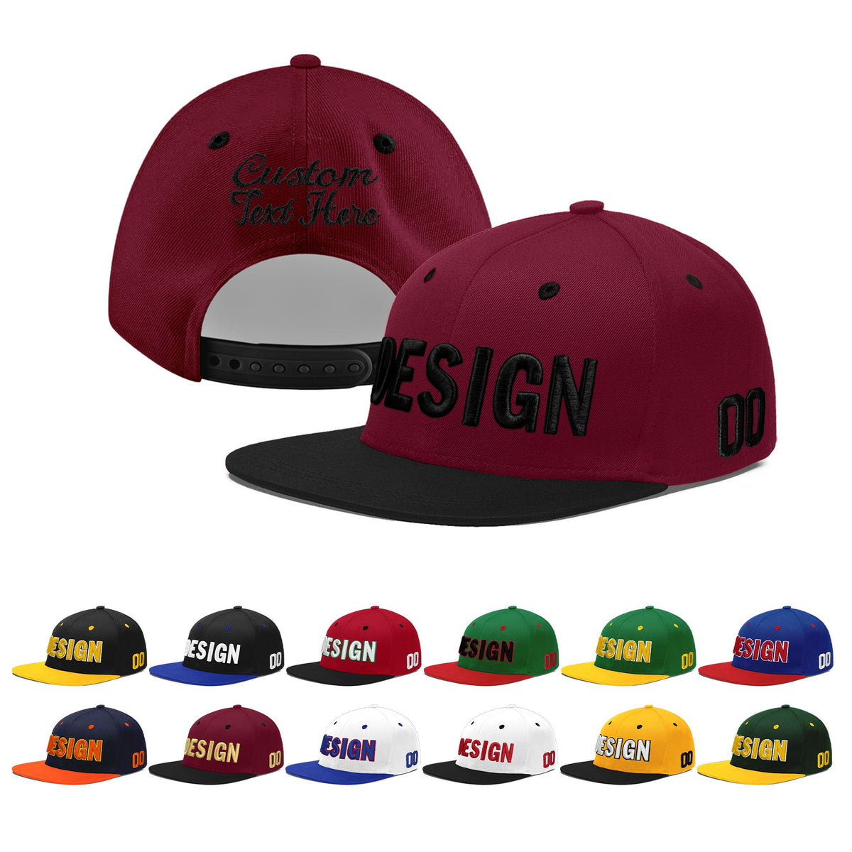 Custom Navy Orange 3D Puff Embroidery Flat Embroidery Casual Sport Baseball Cap