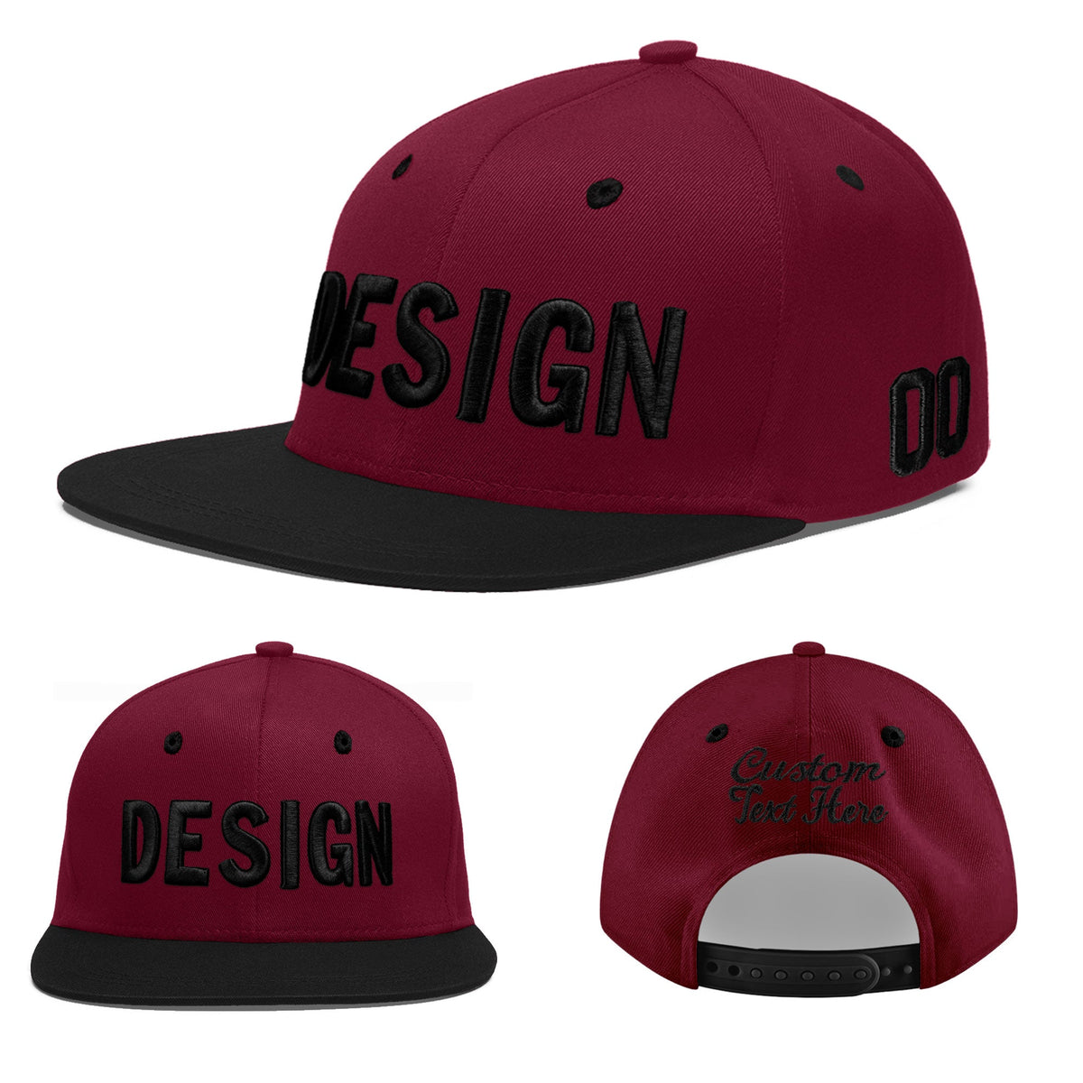 Custom Navy Orange 3D Puff Embroidery Flat Embroidery Casual Sport Baseball Cap