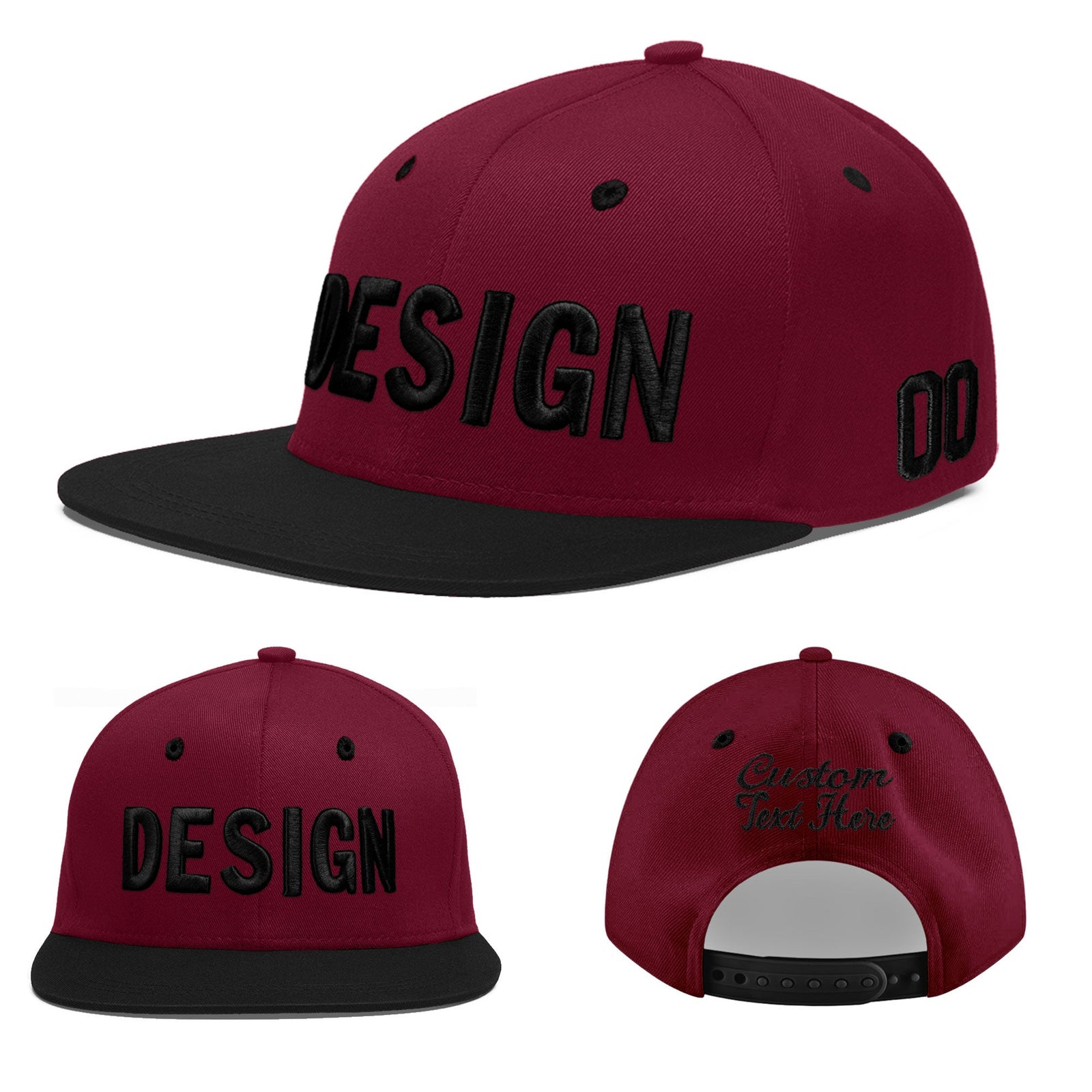 Custom Navy Orange 3D Puff Embroidery Flat Embroidery Casual Sport Baseball Cap
