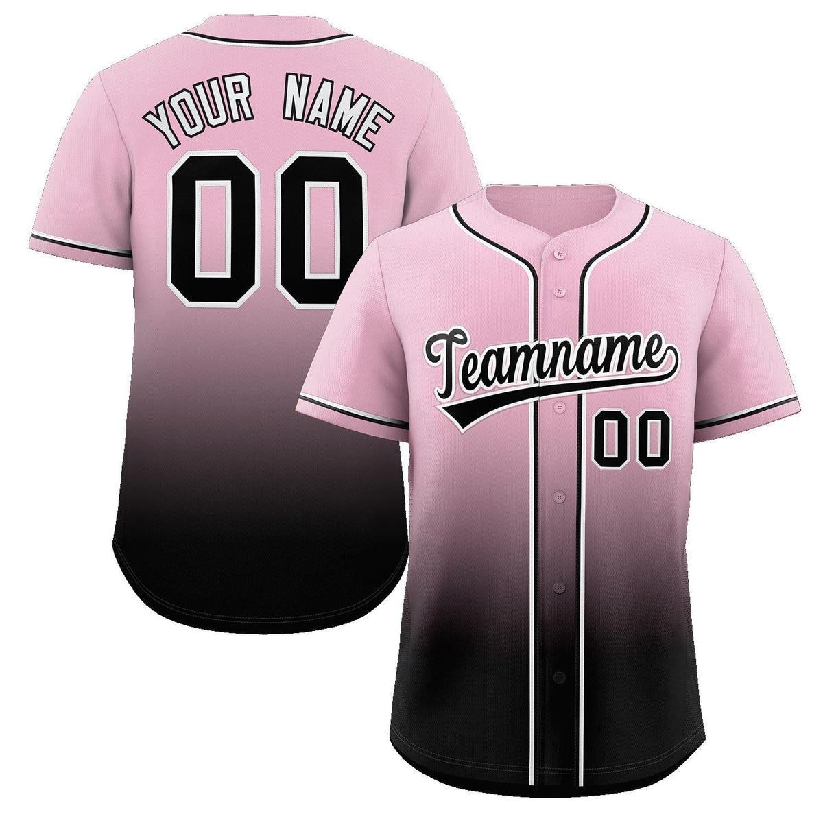 pink and black gradient baseball jersey