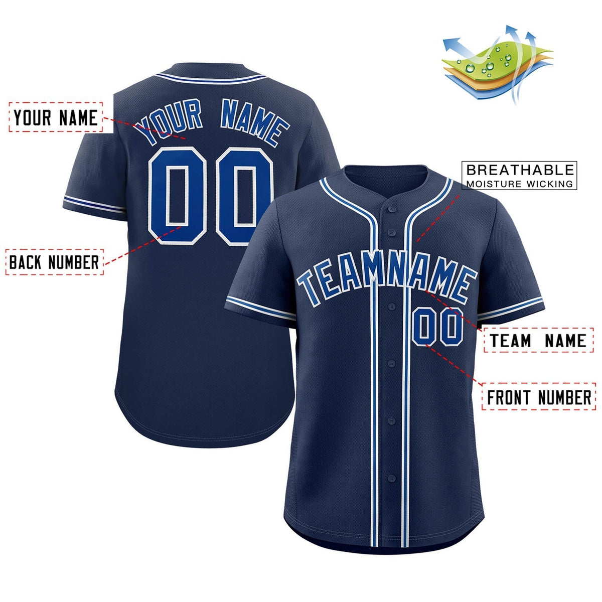 Custom Navy Royal-Gray Classic Style Authentic Baseball Jersey