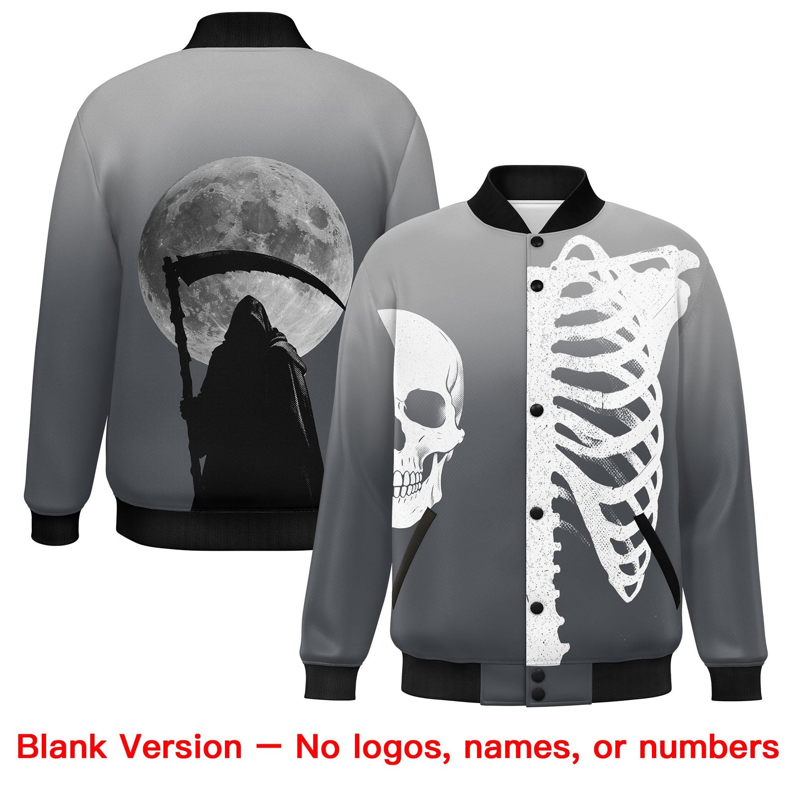 Custom Gray Dark Gray Black skeleton Halloween Graffiti Pattern Moisture-Wicking Jacket| KXKSHOP