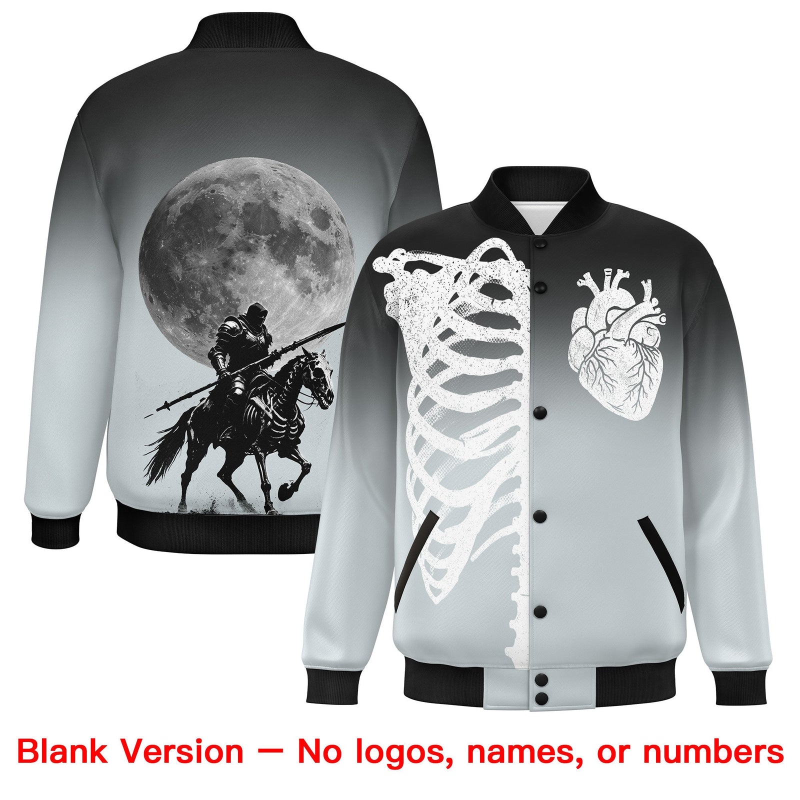Custom Black Silver White skeleton Halloween Graffiti Pattern Stretch Fabric Jacket| KXKSHOP