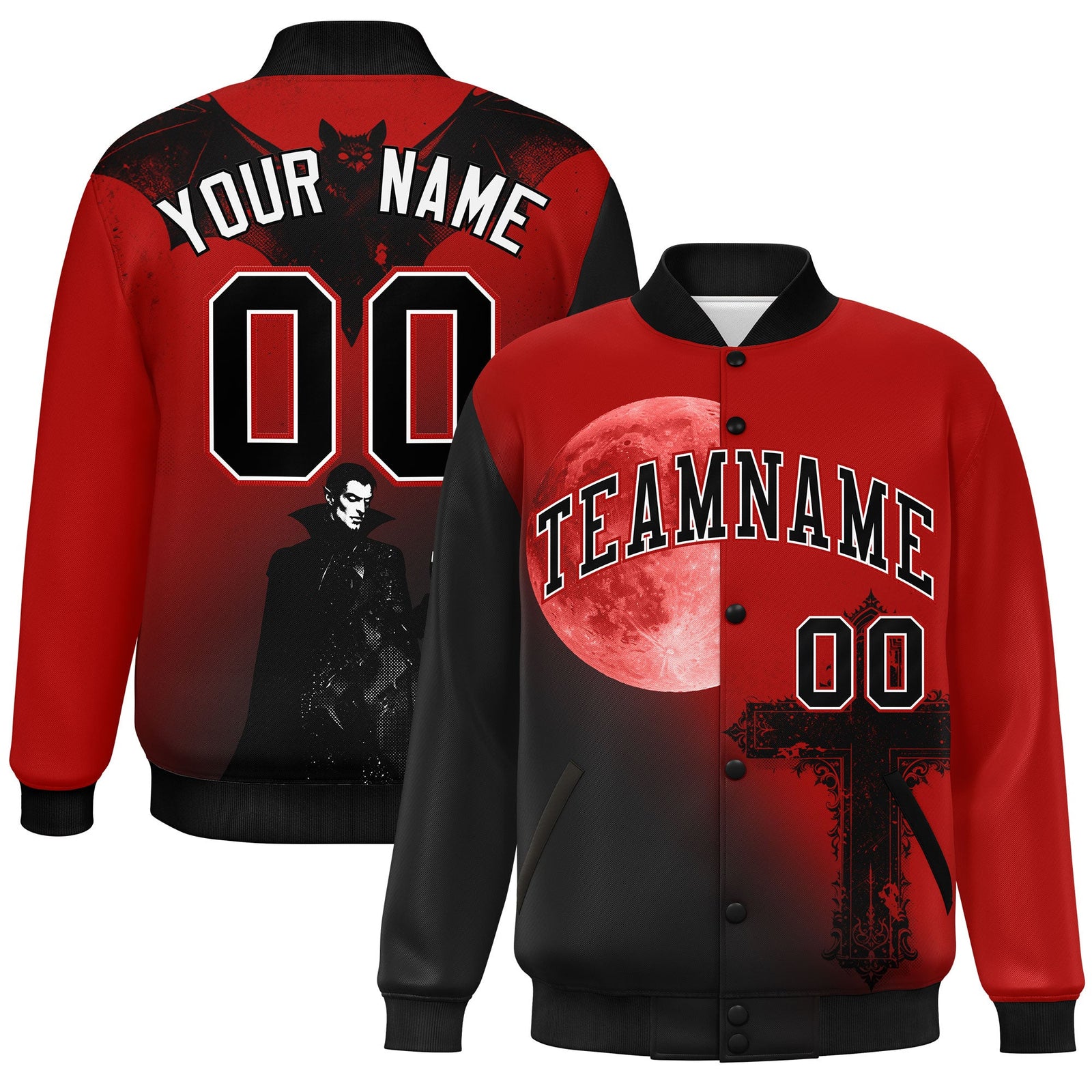 Custom Red Black White skeleton Halloween Graffiti Pattern Moisture-Wicking Jacket| KXKSHOP