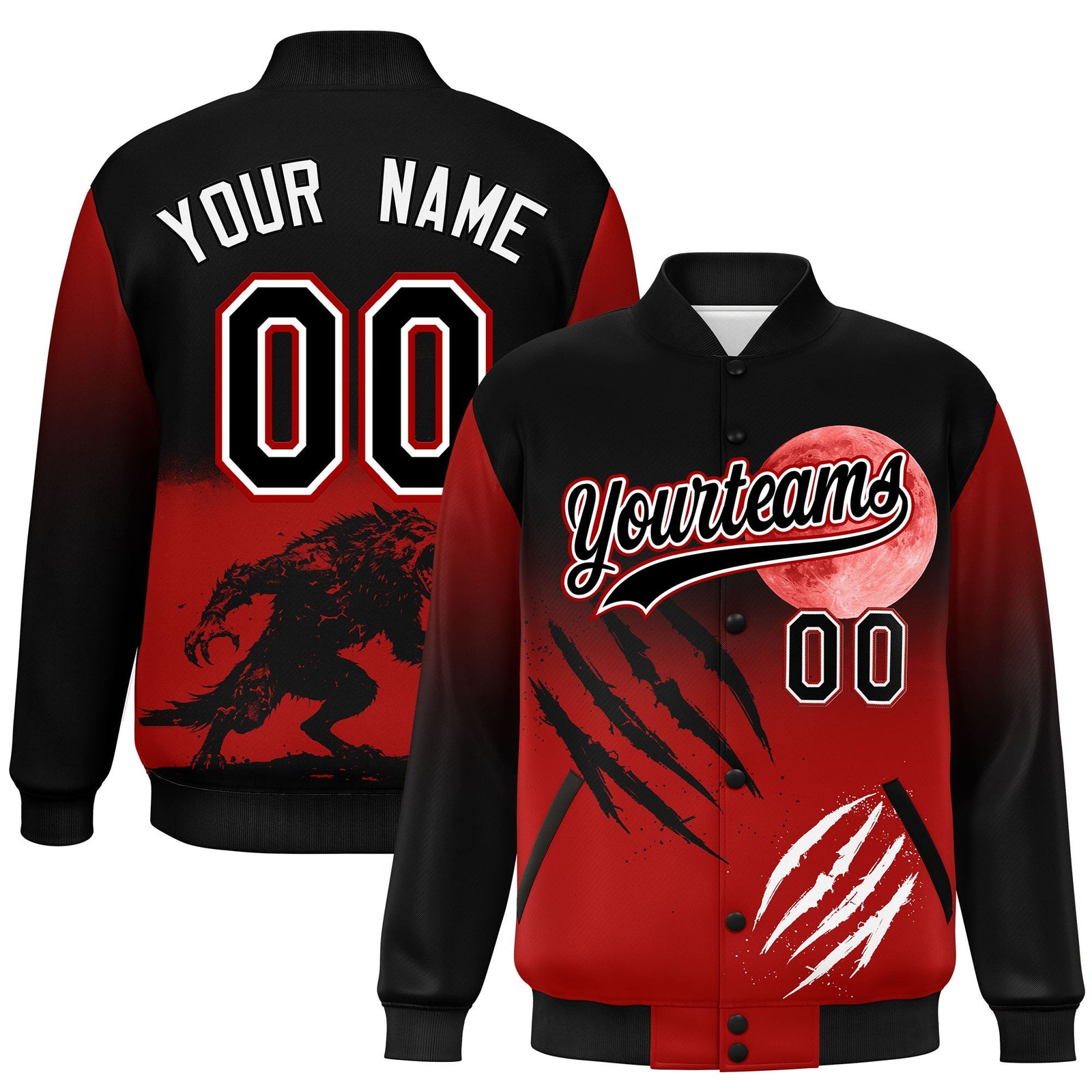 Custom Black Red White skeleton Halloween Graffiti Pattern Moisture-Wicking Jacket| KXKSHOP