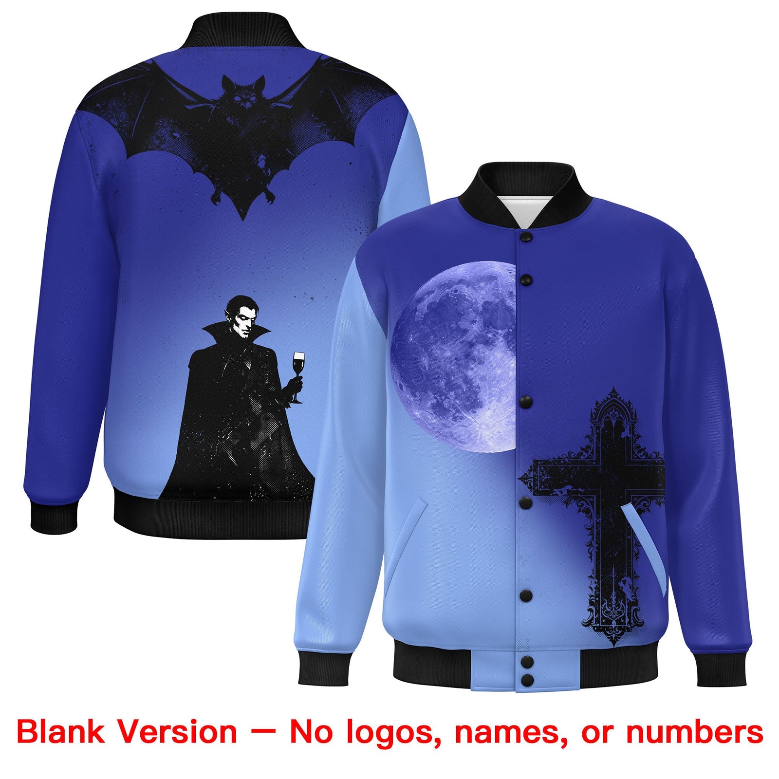 Custom Royal Light Blue Black skeleton Halloween Graffiti Pattern Moisture-Wicking Jacket| KXKSHOP