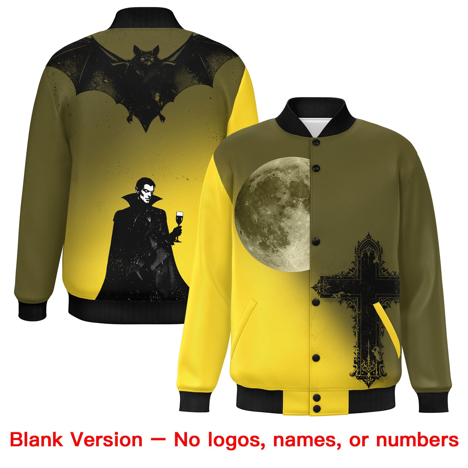Custom Olive Gold Black skeleton Halloween Graffiti Pattern Moisture-Wicking Jacket| KXKSHOP