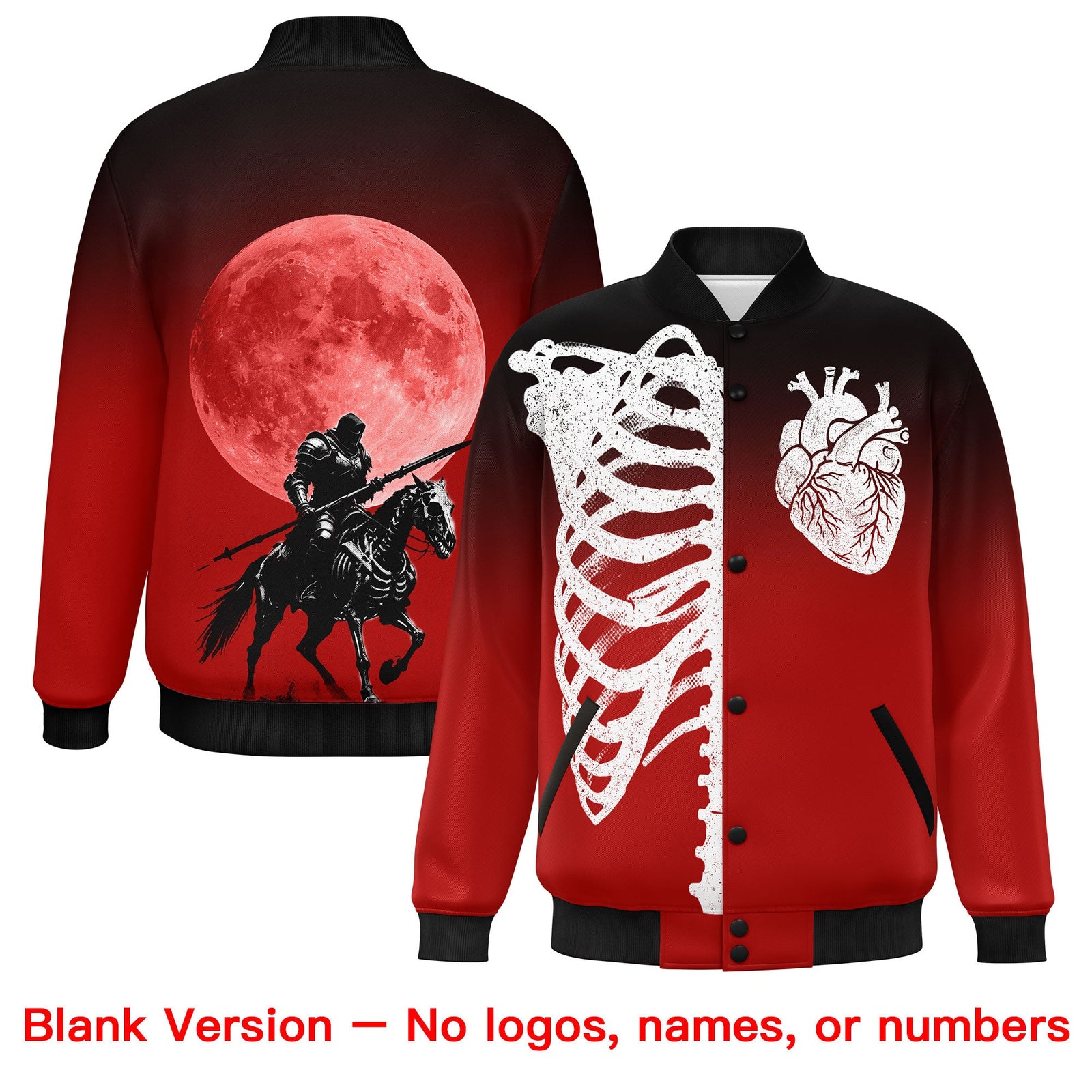 Custom Black Red White skeleton Halloween Graffiti Pattern Moisture-Wicking Jacket| KXKSHOP