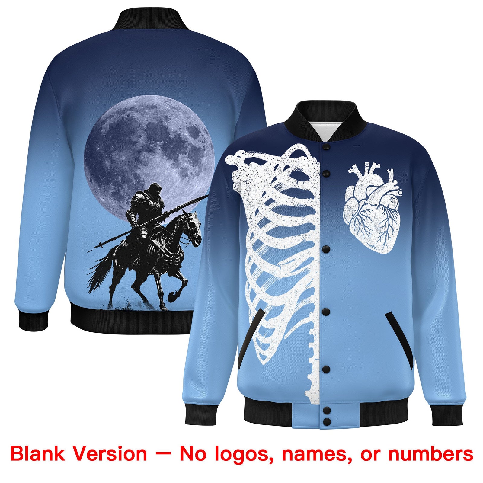 Custom Navy Light Blue Black skeleton Halloween Graffiti Pattern Moisture-Wicking Jacket| KXKSHOP