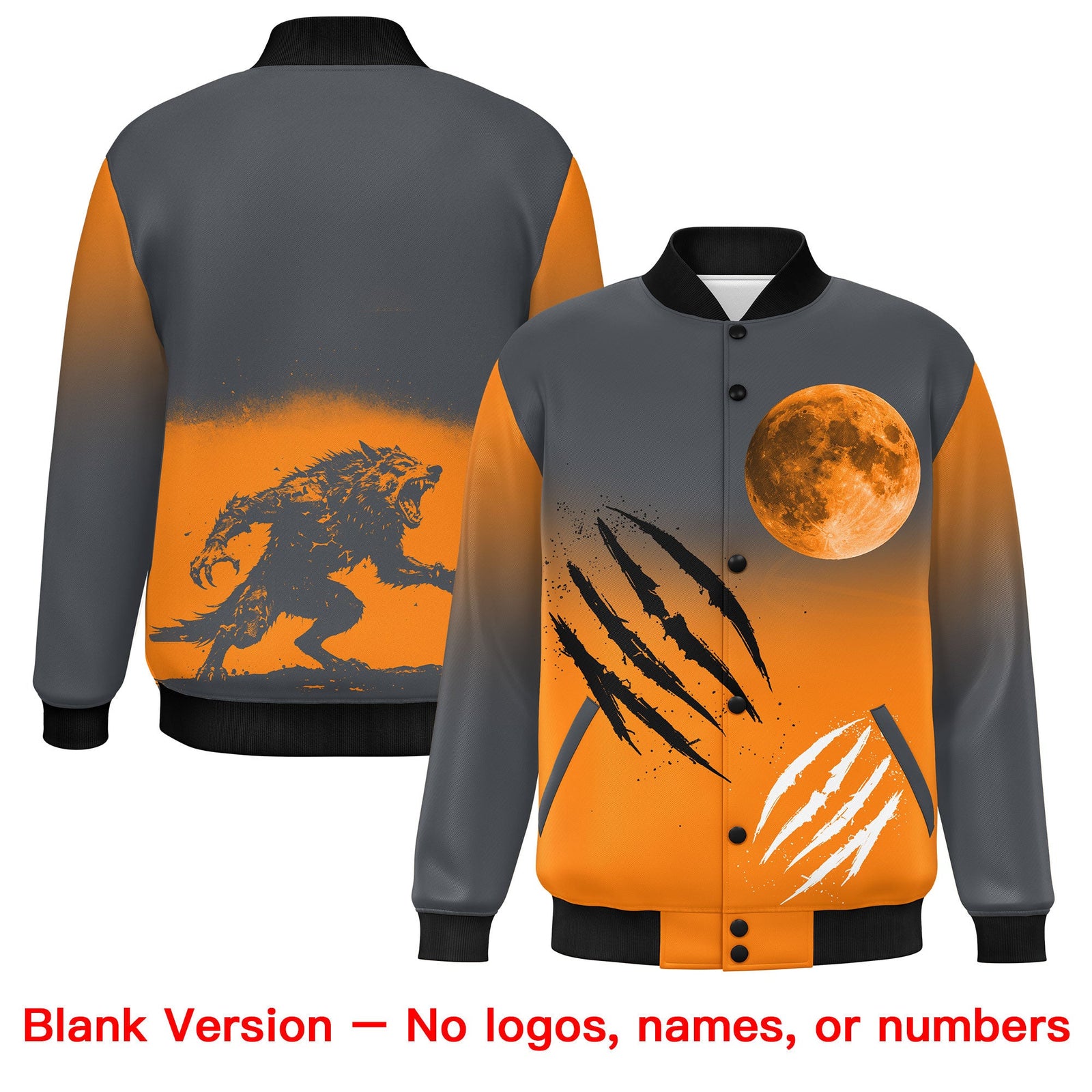 Custom Gray Orange Black skeleton Halloween Graffiti Pattern Stretch Fabric Jacket| KXKSHOP