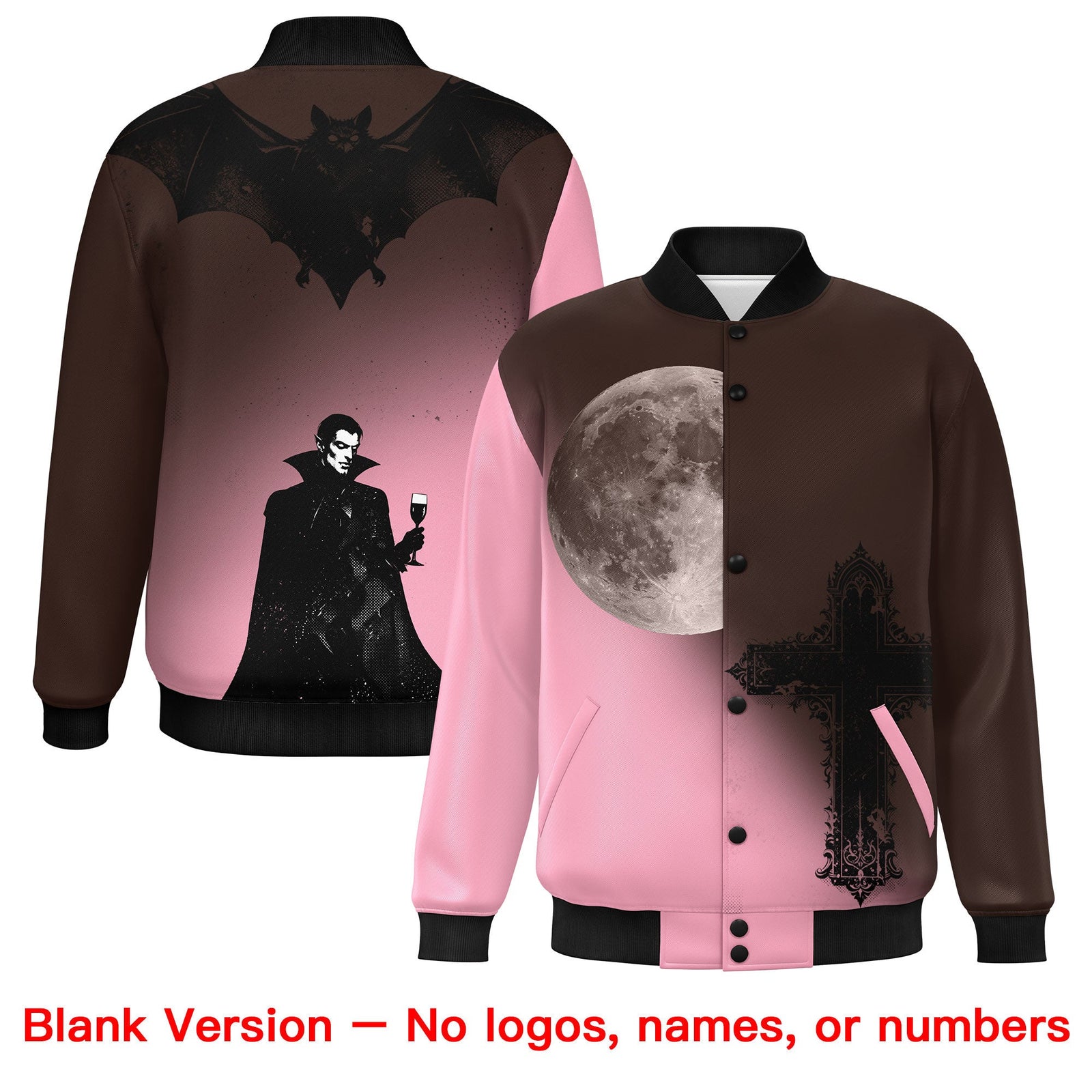 Custom Brown Light Pink Black skeleton Halloween Graffiti Pattern Stretch Fabric Jacket| KXKSHOP