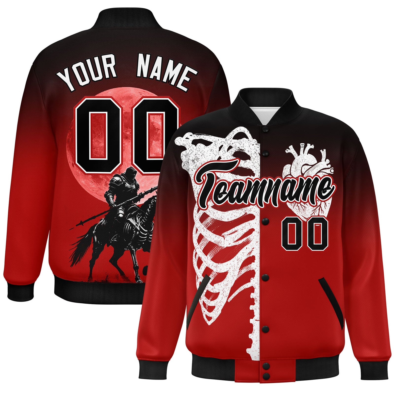 Custom Black Red White skeleton Halloween Graffiti Pattern Moisture-Wicking Jacket| KXKSHOP