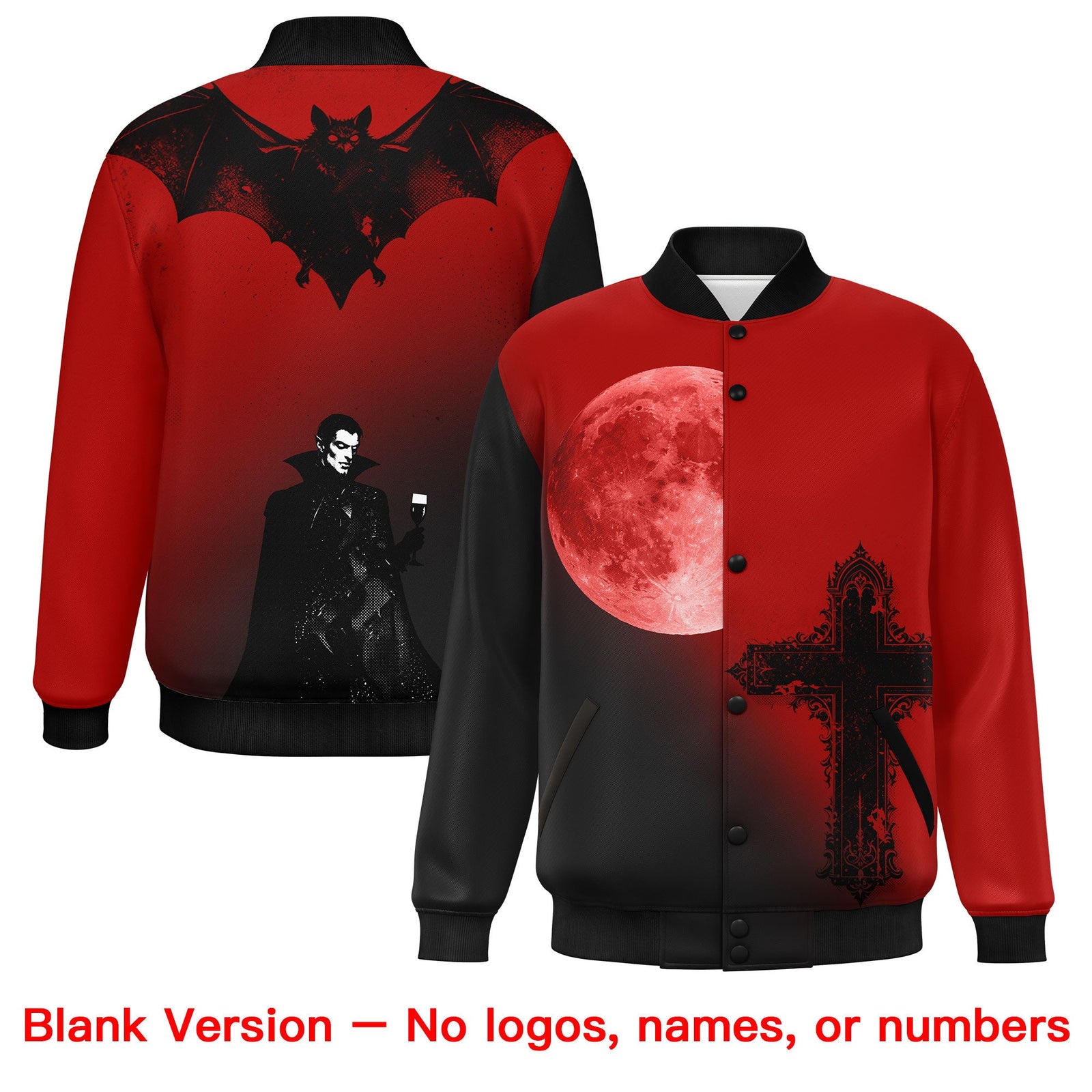 Custom Red Black White skeleton Halloween Graffiti Pattern Moisture-Wicking Jacket| KXKSHOP