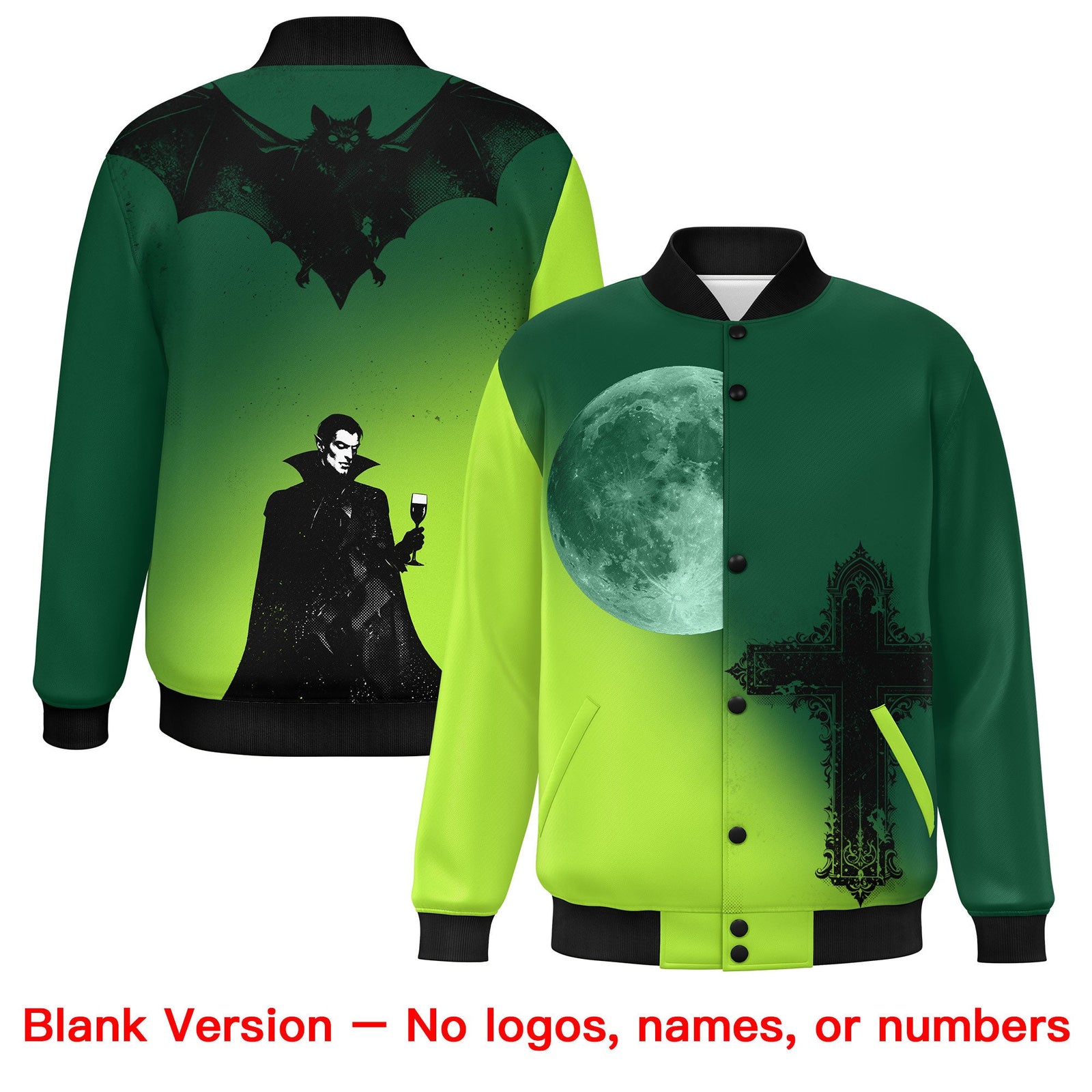 Custom Green Neon Green Black skeleton Halloween Graffiti Pattern Stretch Fabric Jacket| KXKSHOP