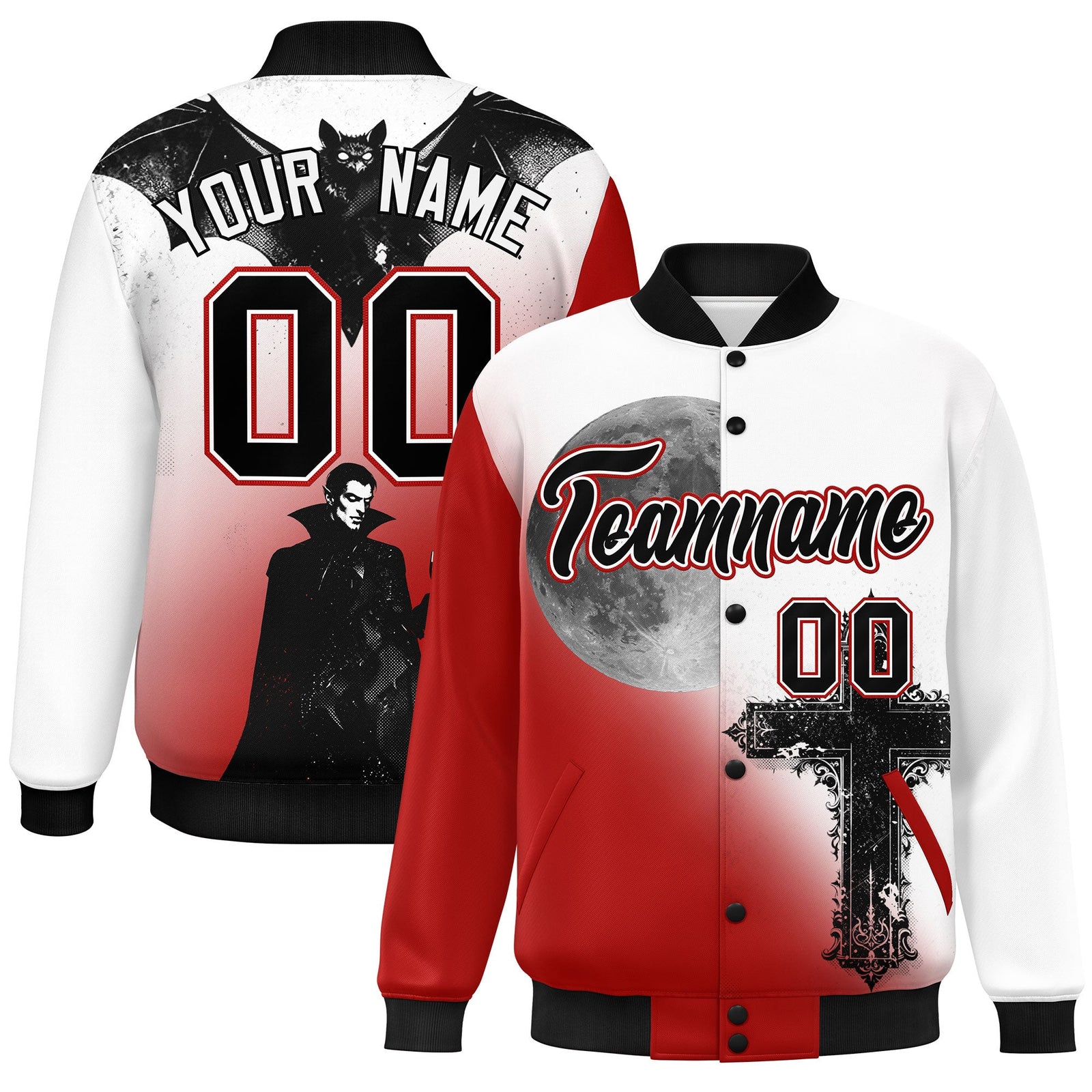 Custom White Red Black skeleton Halloween Graffiti Pattern Moisture-Wicking Jacket| KXKSHOP