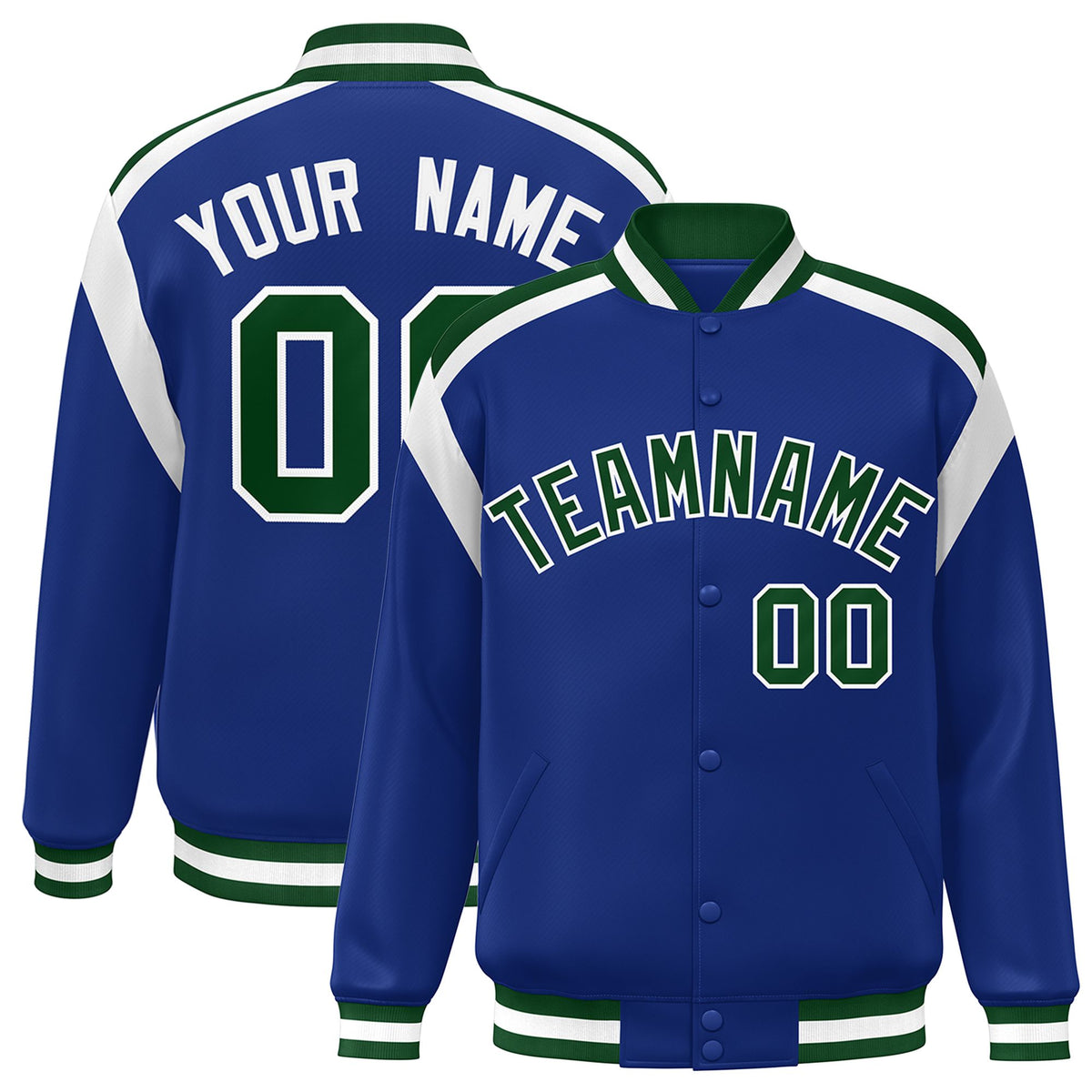 Custom Royal Varsity Full-Snap Color Block Letterman Jacket
