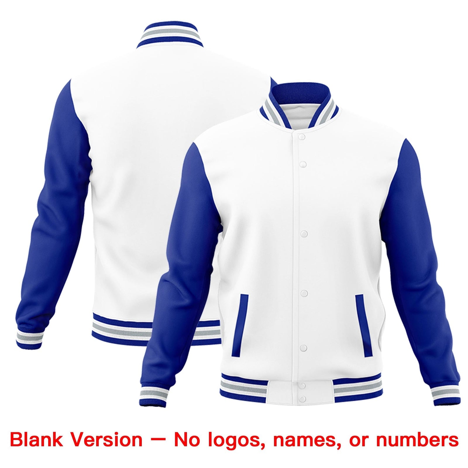 Custom White Royal Blue Gray Raglan Sleeves Classic Style Letterman Cotton Fabric Jacket| KXKSHOP