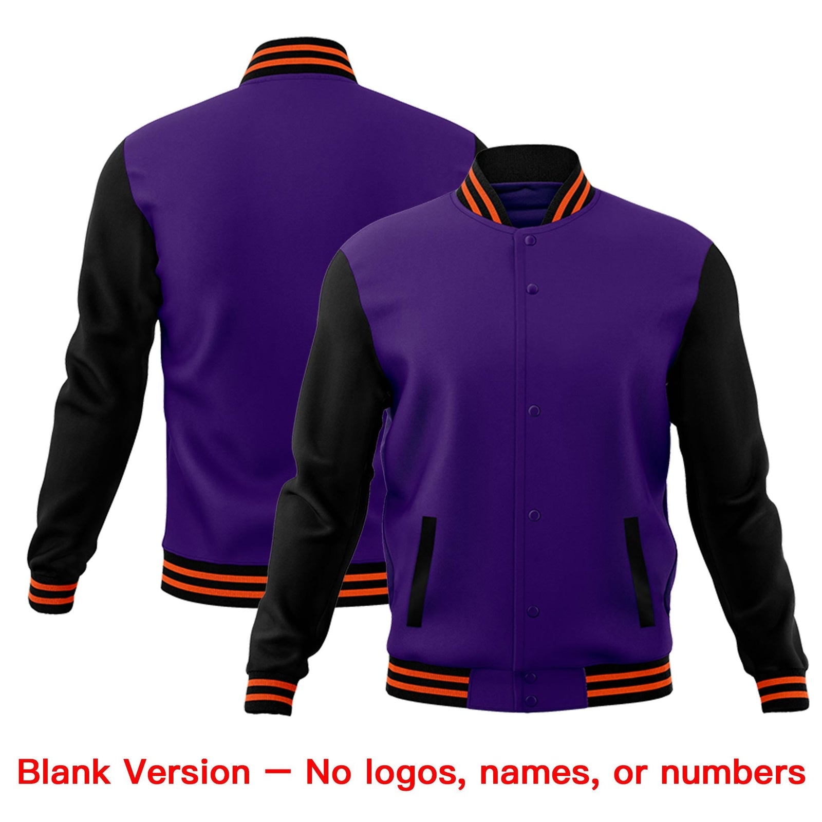 Custom Purple Black Orange Raglan Sleeves Classic Style Letterman Cotton Fabric Jacket| KXKSHOP