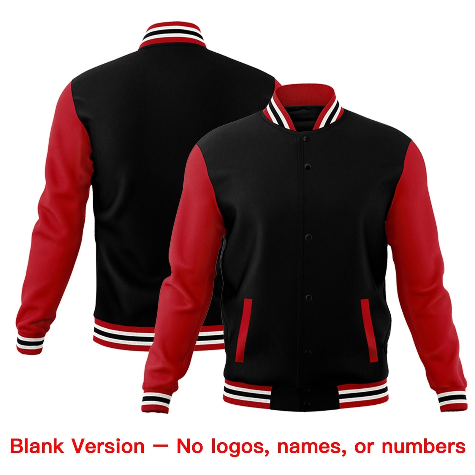 Custom Black Red Raglan Sleeves Classic Style Letterman Cotton Fabric Jacket| KXKSHOP