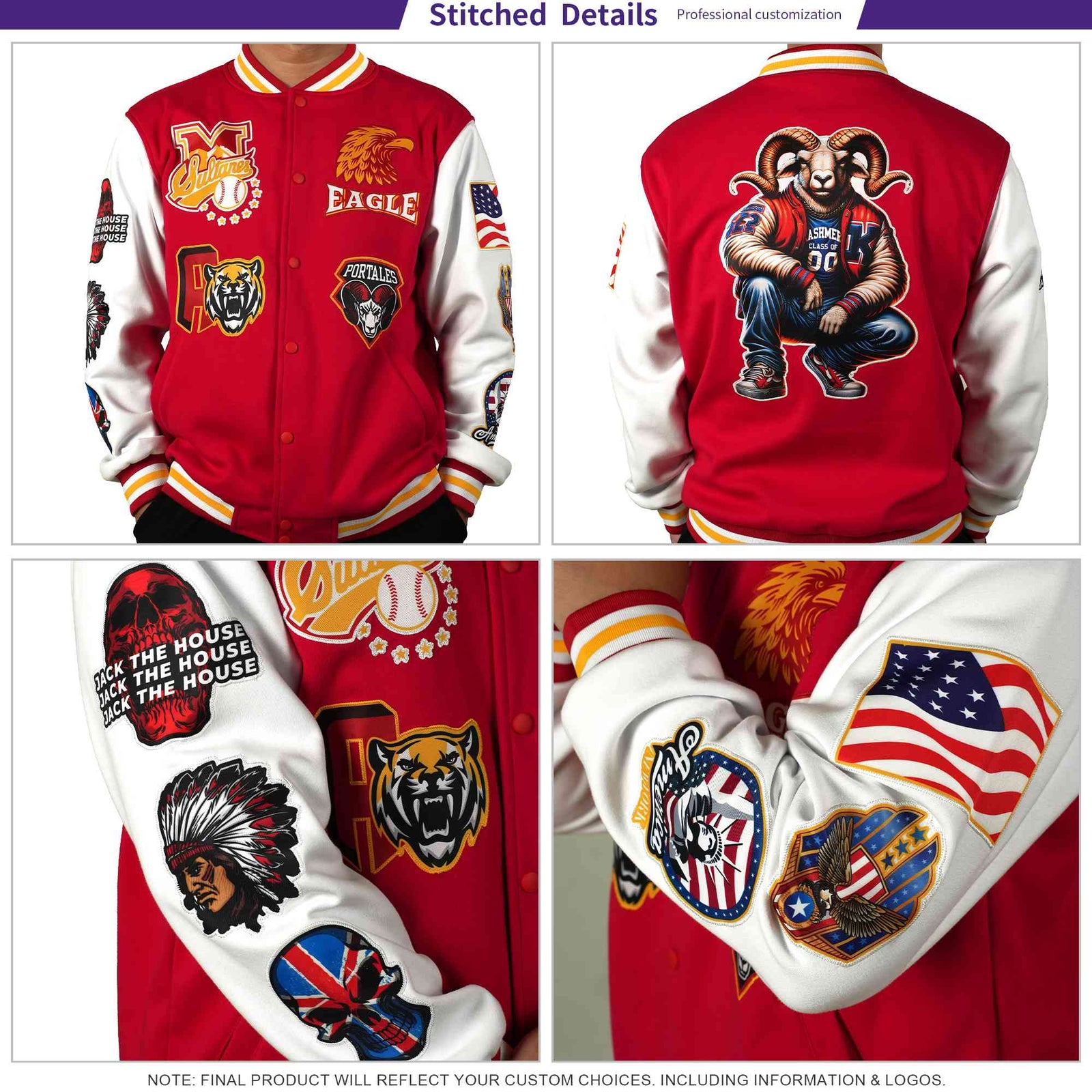 Custom Purple Black Full-Snap Varsity Personalization Gradient Fashion Letterman Jacket