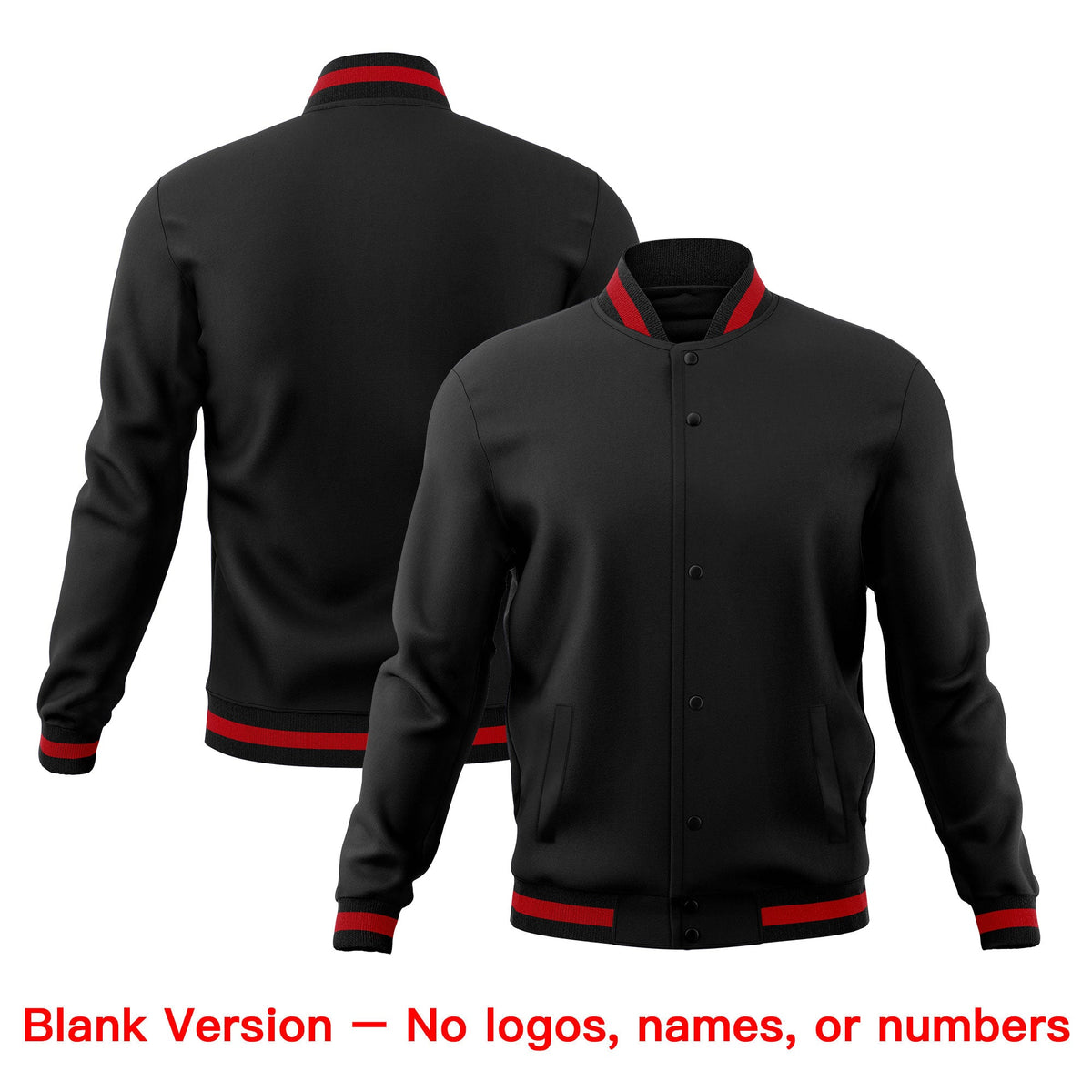 Custom Black Red Classic Style Full-Snap Breathable Jacket| KXKSHOP
