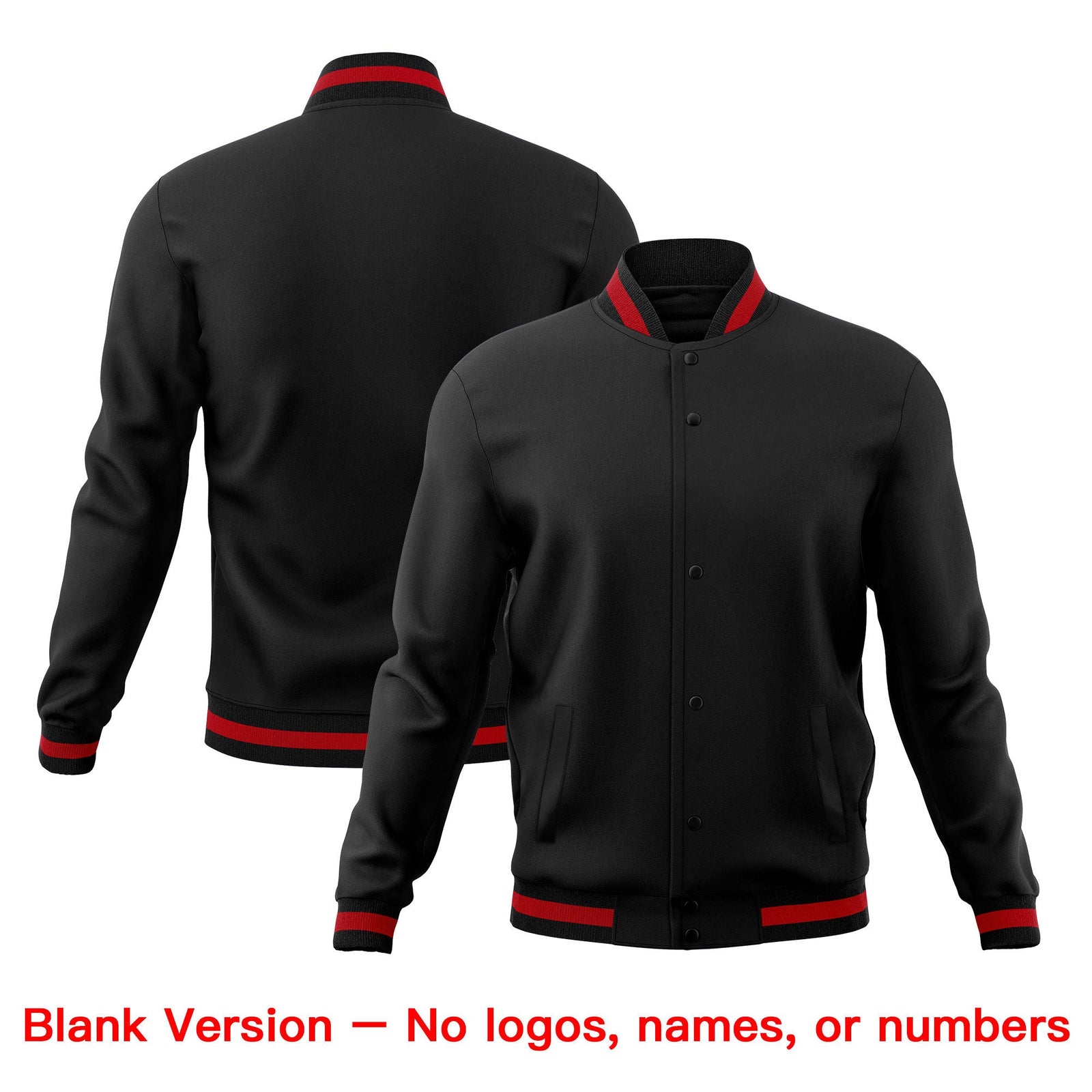 Custom Black Red Classic Style Full-Snap Breathable Jacket| KXKSHOP