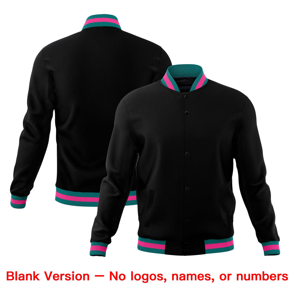 Custom Black Teal Pink Classic Style Full-Snap Breathable Jacket| KXKSHOP