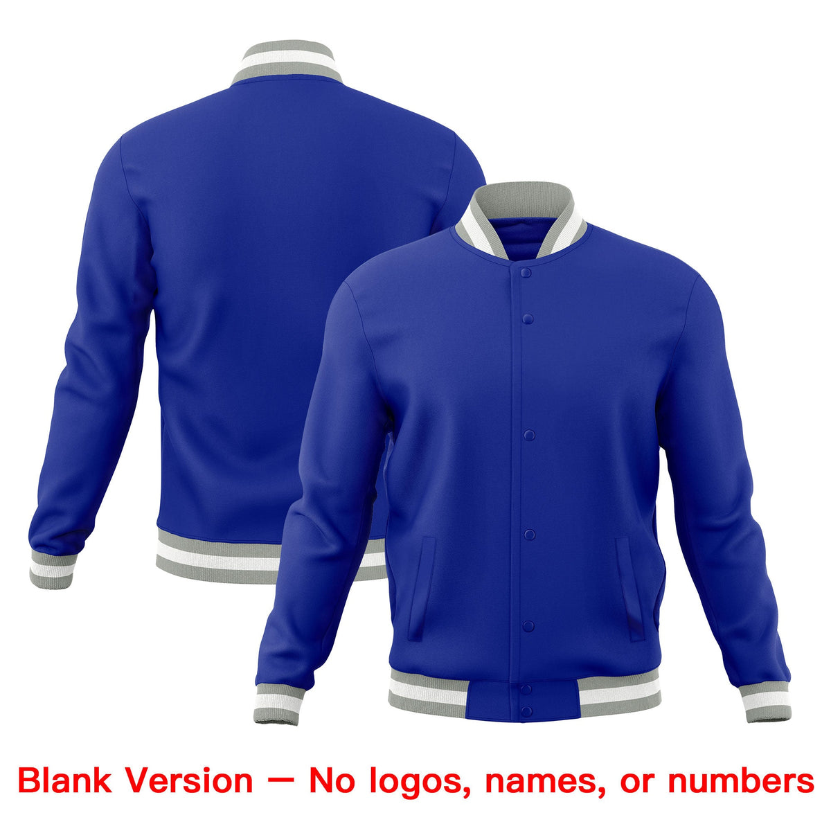 Custom Royal Blue Gray White Classic Style Full-Snap Breathable Jacket| KXKSHOP