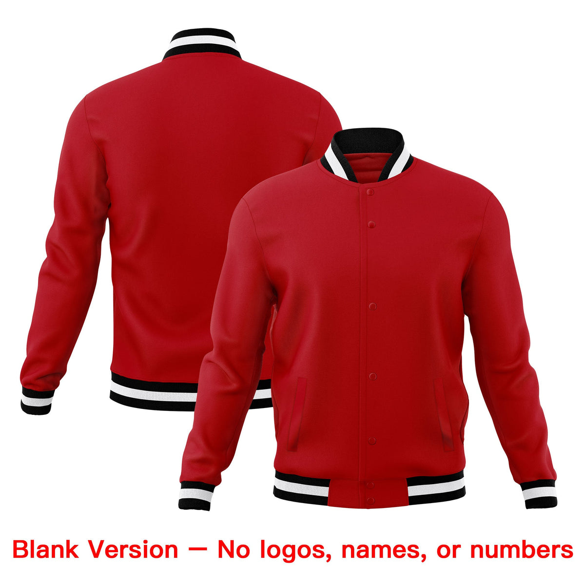Custom Red Black White Classic Style Full-Snap Breathable Jacket| KXKSHOP