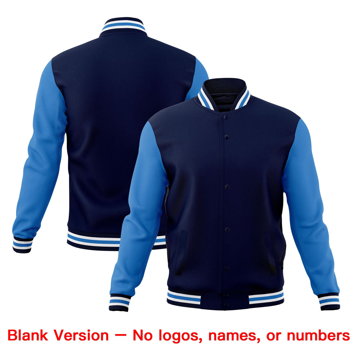 Custom Navy White Light Blue Classic Style Full-Snap Breathable Jacket| KXKSHOP