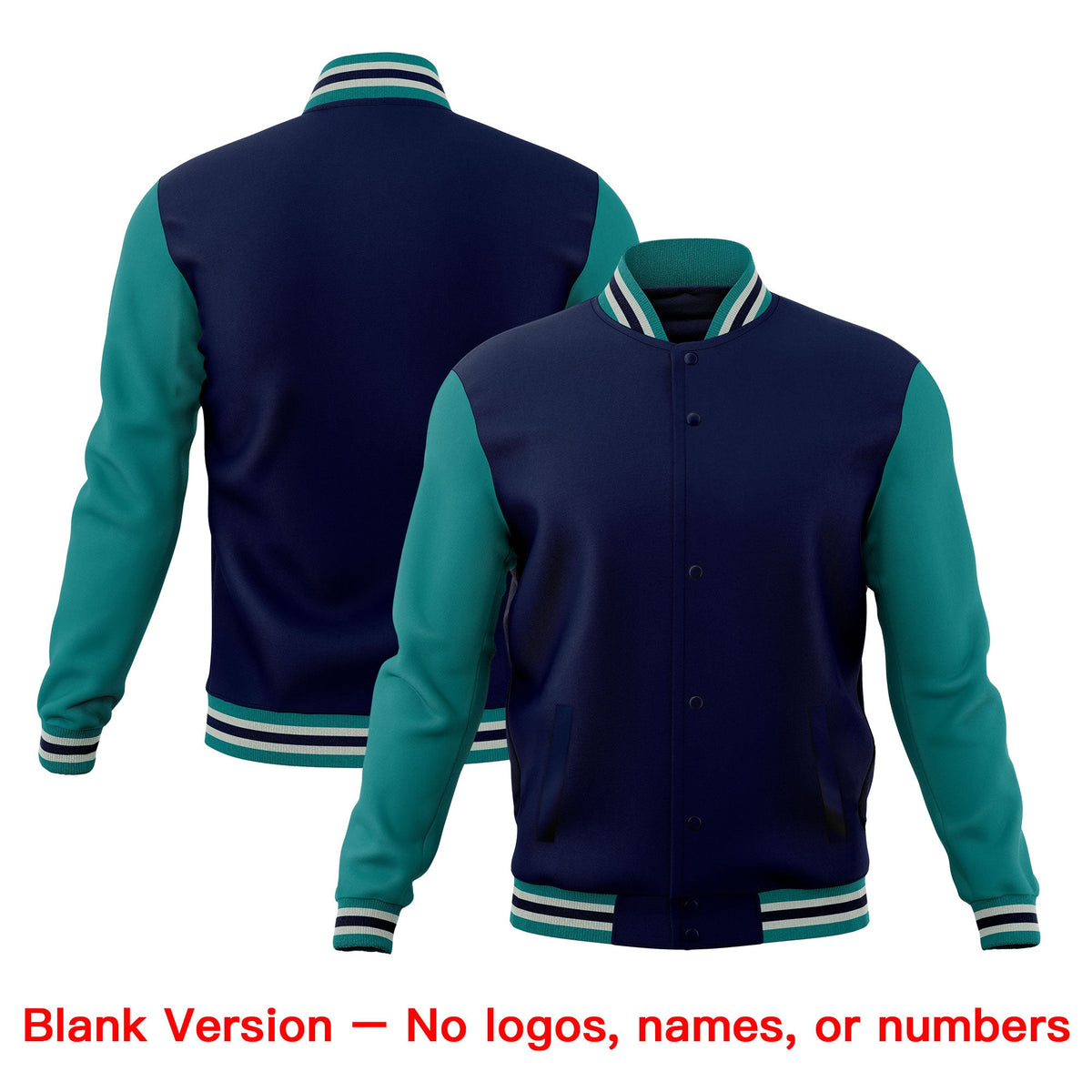 Custom Navy Teal Gray Classic Style Full-Snap Breathable Jacket| KXKSHOP