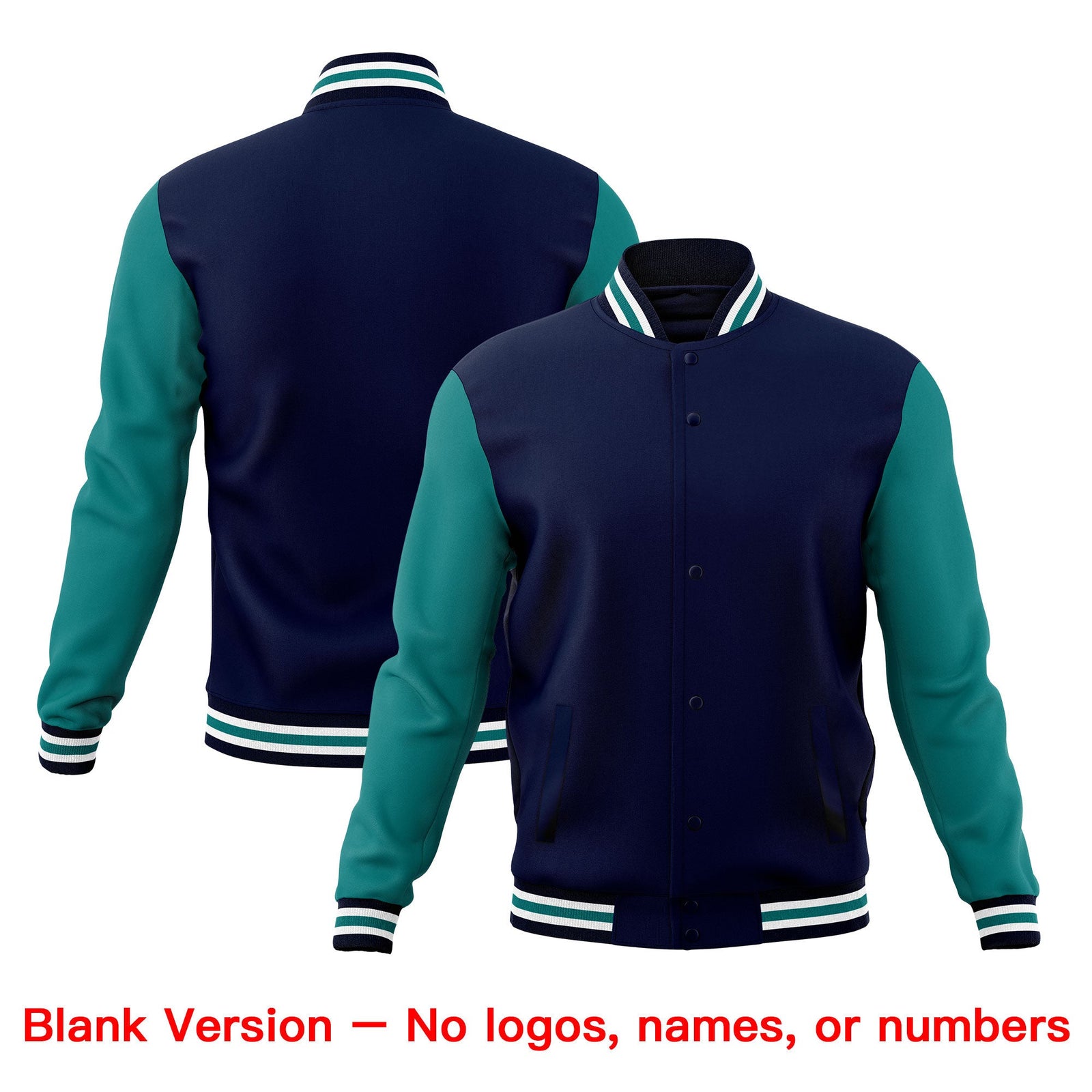Custom Navy White Teal Classic Style Full-Snap Breathable Jacket| KXKSHOP