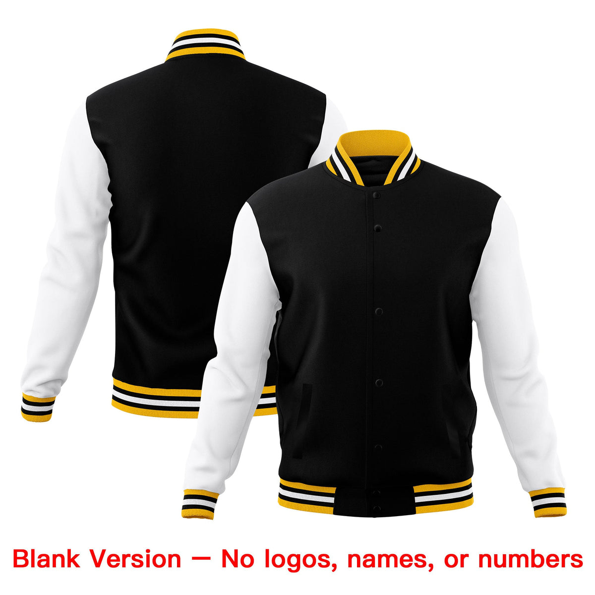 Custom Black Gold White Classic Style Full-Snap Wrinkle-Resistant Jacket| KXKSHOP
