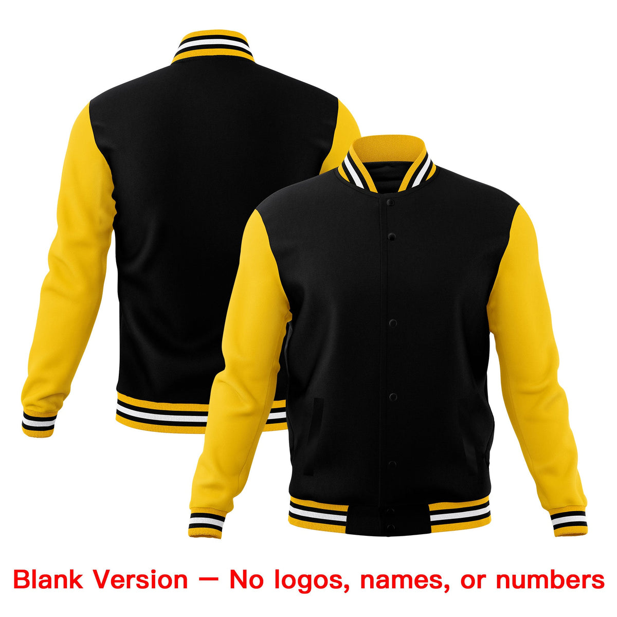 Custom Black Gold White Classic Style Full-Snap Wrinkle-Resistant Jacket| KXKSHOP