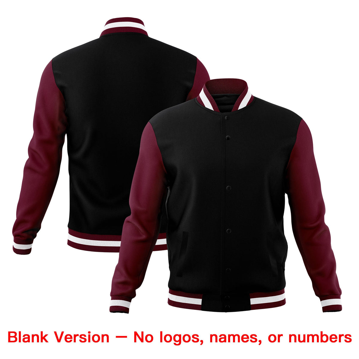 Custom Black Burgundy White Classic Style Full-Snap Wrinkle-Resistant Jacket| KXKSHOP