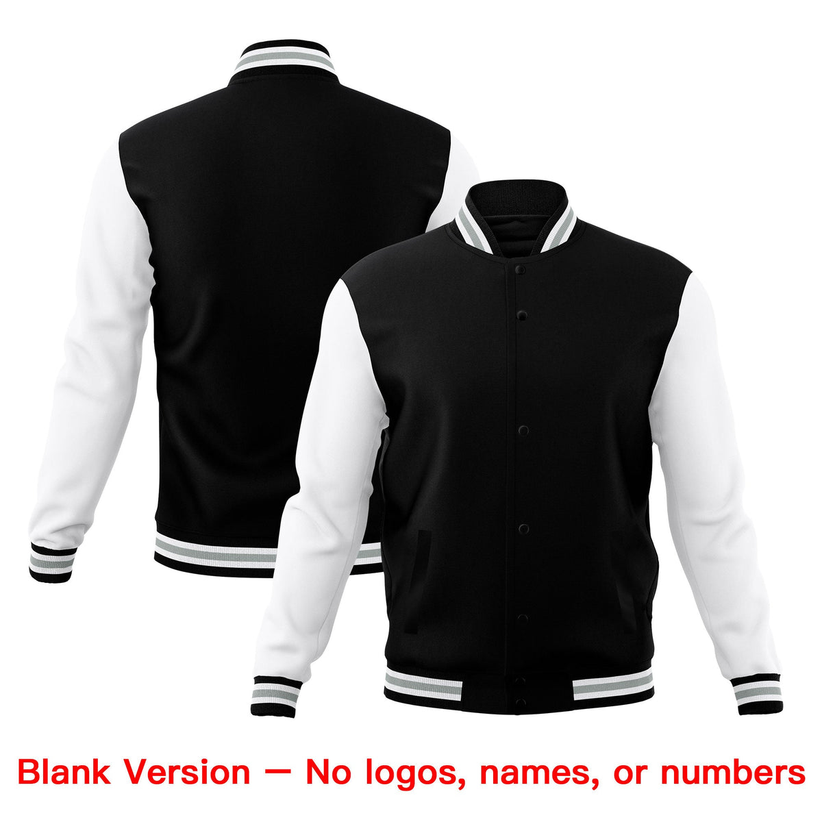 Custom Black White Gray Classic Style Full-Snap Wrinkle-Resistant Jacket| KXKSHOP