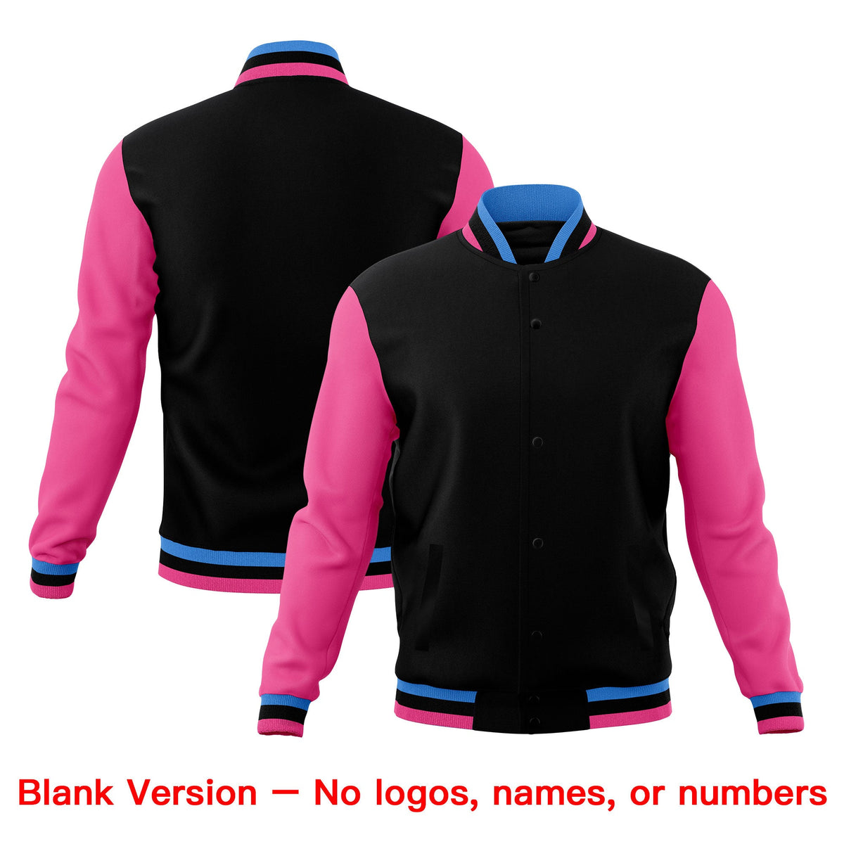 Custom Black Light Blue Pink Classic Style Full-Snap Wrinkle-Resistant Jacket| KXKSHOP