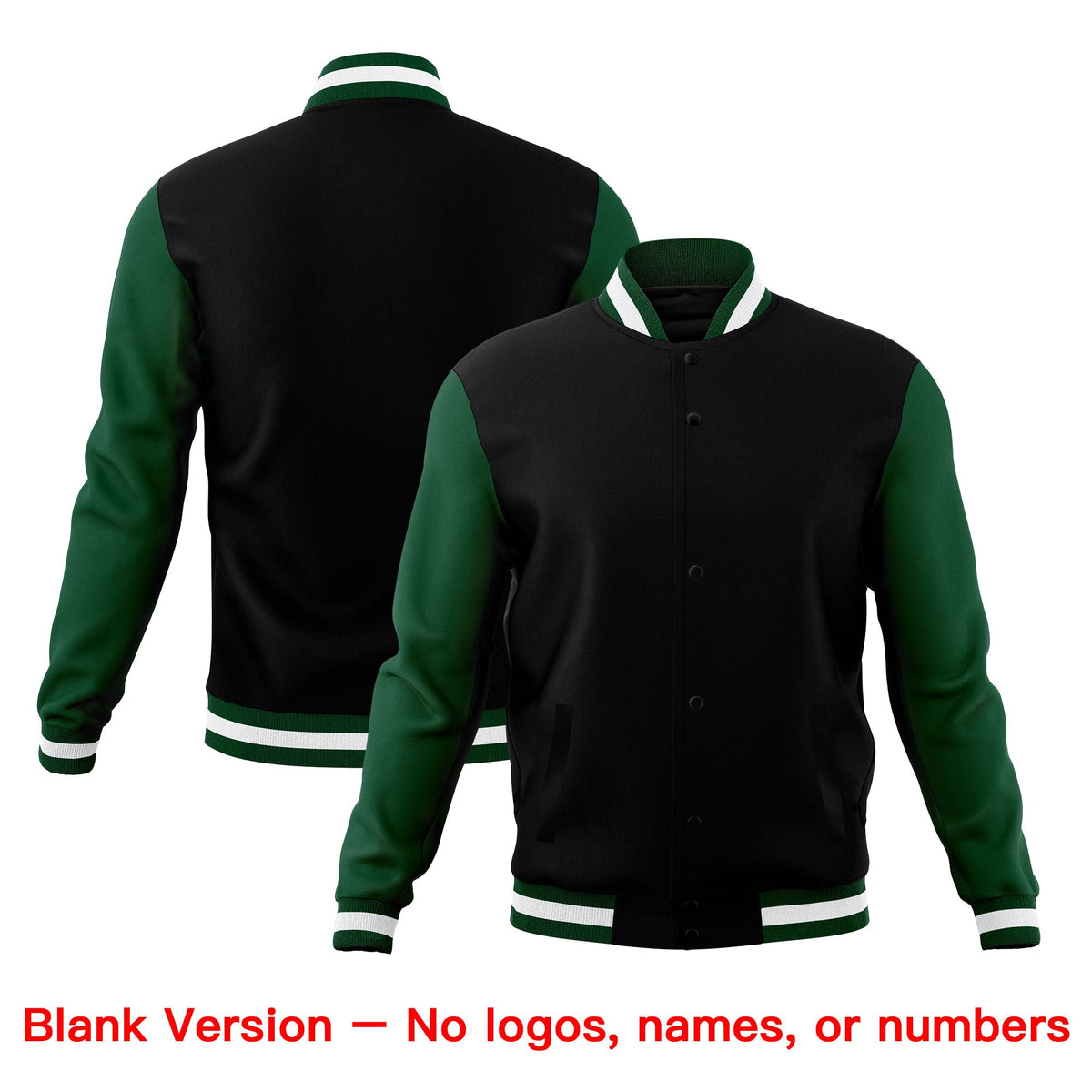 Custom Black Green White Classic Style Full-Snap Wrinkle-Resistant Jacket| KXKSHOP