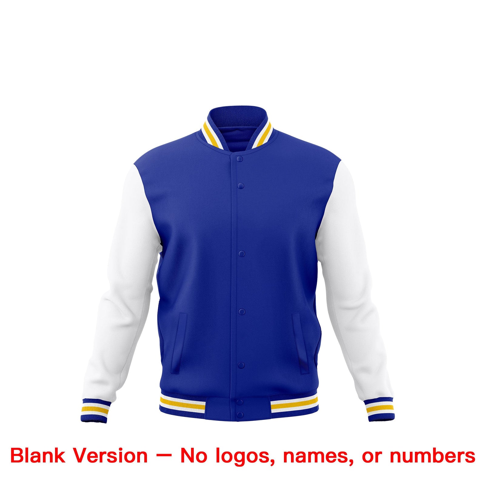 Custom Royal Blue White Gold Classic Style Full-Snap Breathable Jacket| KXKSHOP