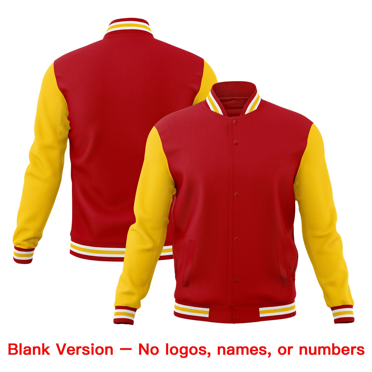 Custom Red White Gold Classic Style Full-Snap Breathable Jacket| KXKSHOP
