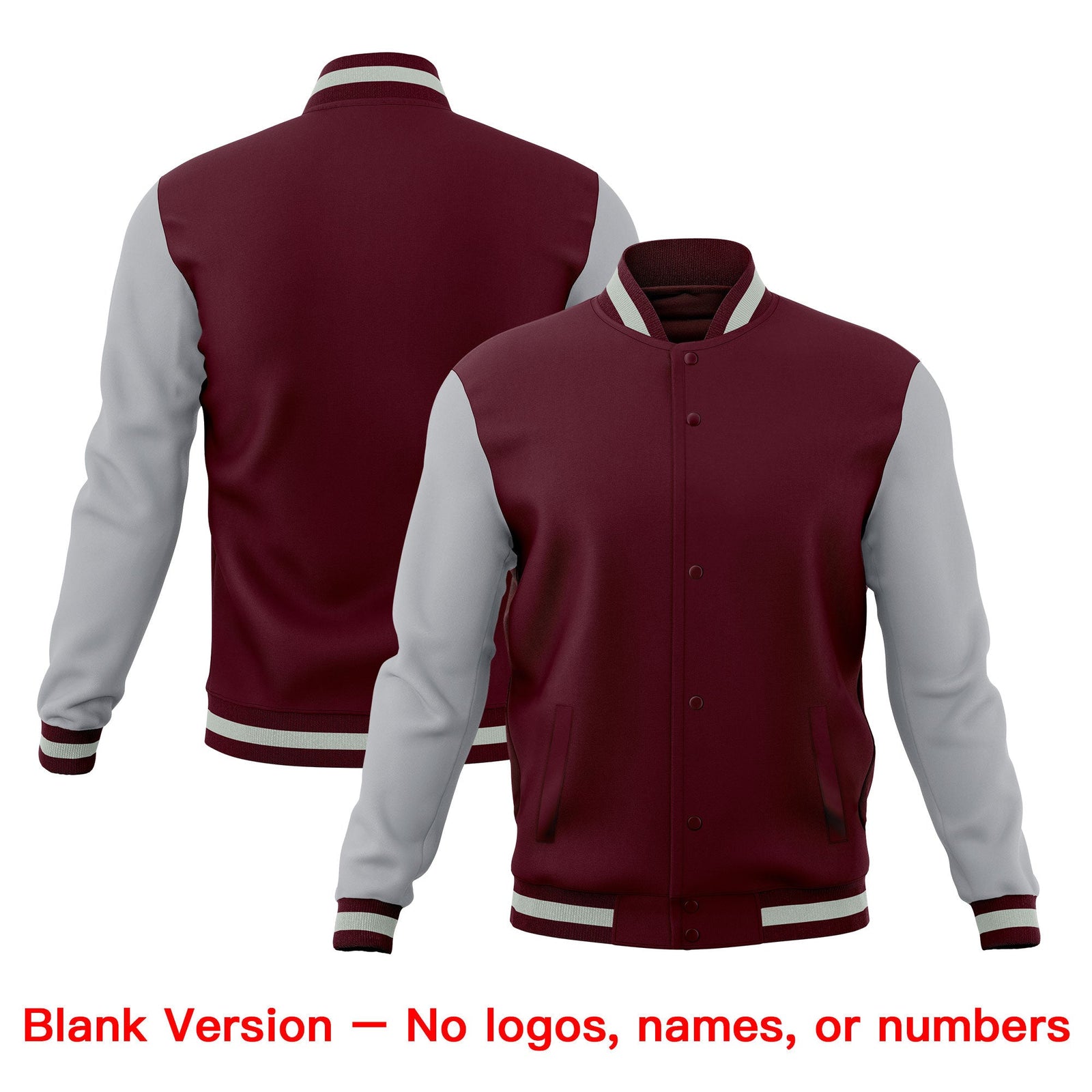 Custom Crimson Gray Classic Style Full-Snap Wrinkle-Resistant Jacket| KXKSHOP