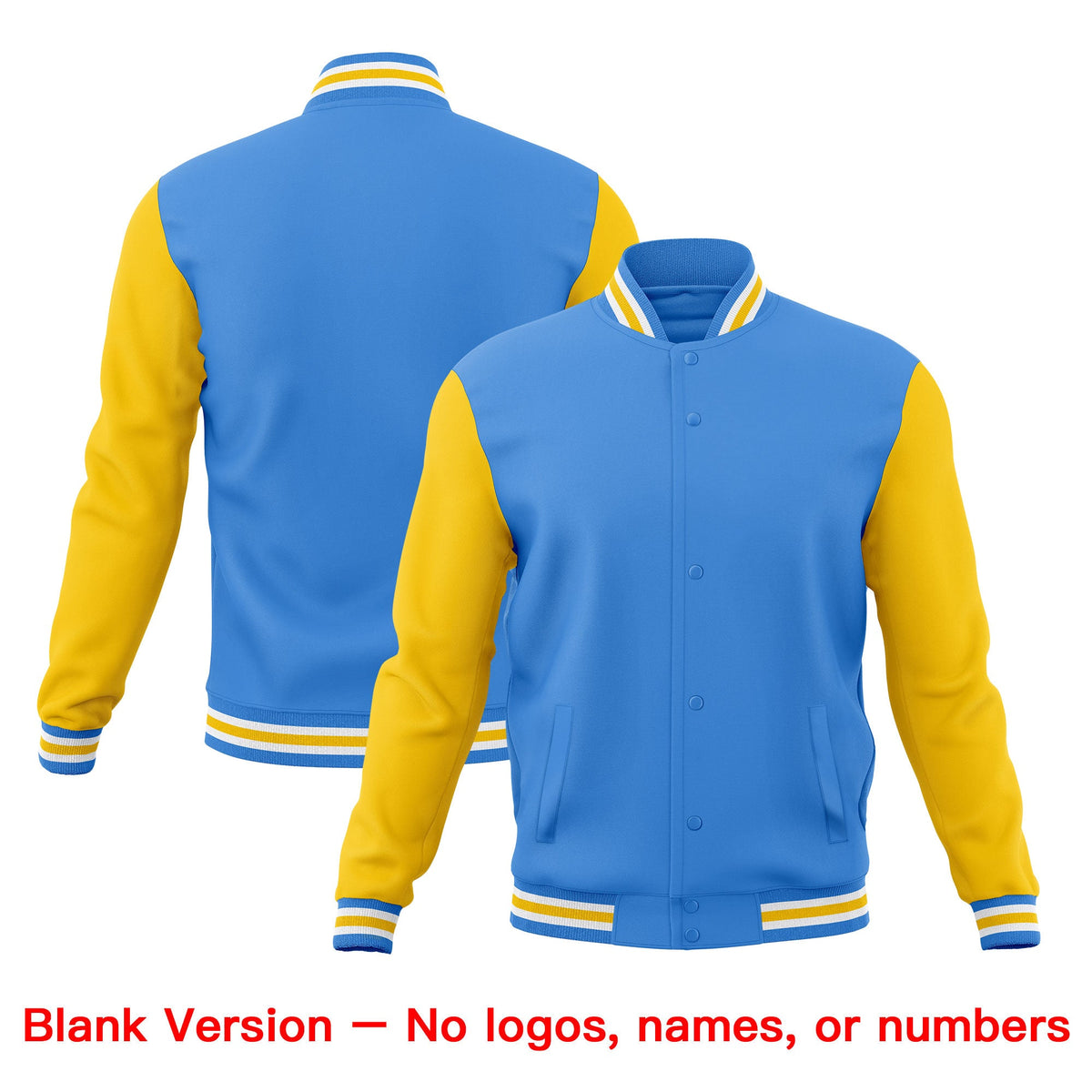 Custom Powder Blue Light Blue White Classic Style Full-Snap Wrinkle-Resistant Jacket| KXKSHOP