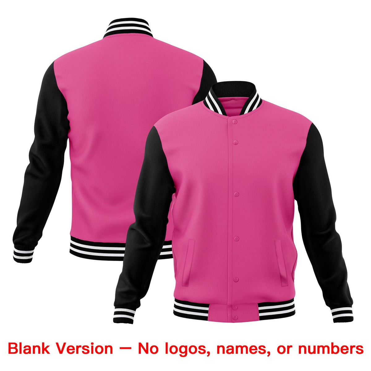 Custom Pink Black White Classic Style Full-Snap Breathable Jacket| KXKSHOP