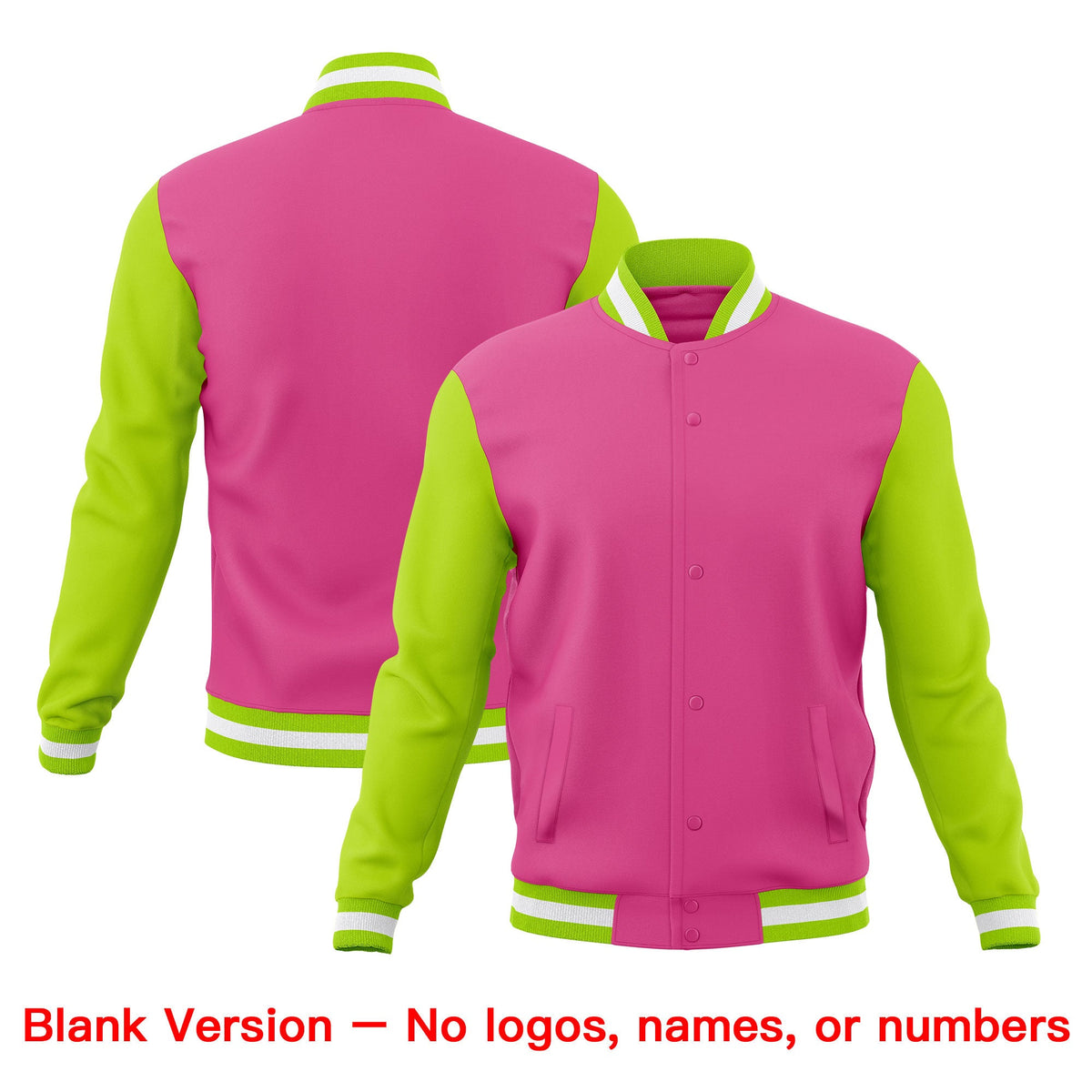 Custom Pink Neon Green White Classic Style Full-Snap Breathable Jacket| KXKSHOP
