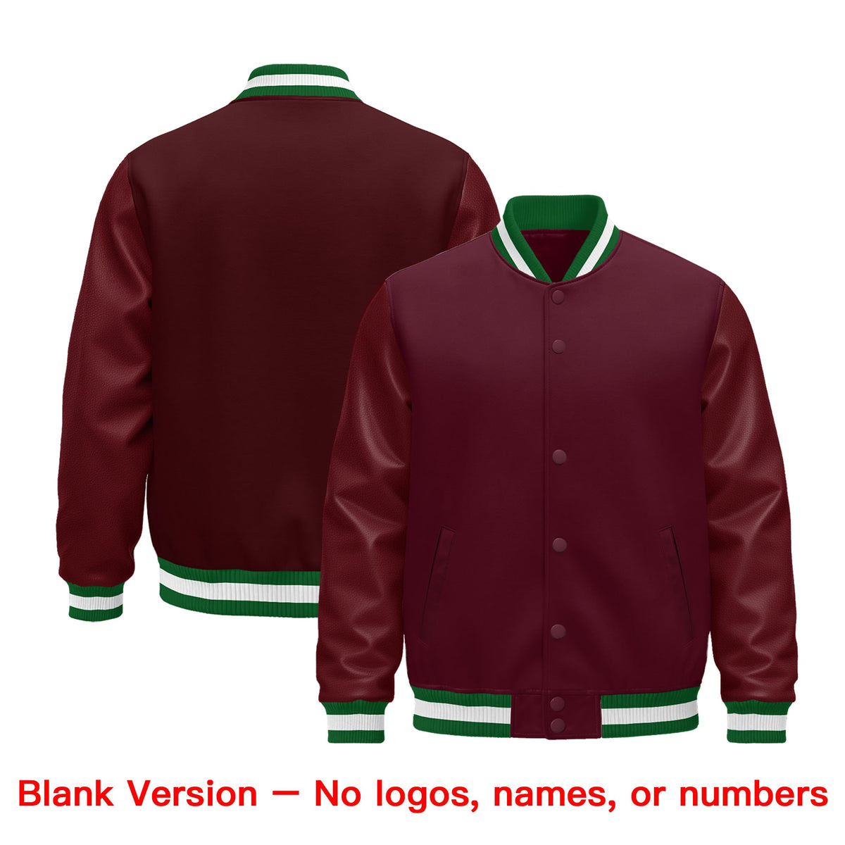 Custom Burgundy White Classic Style Leather Sleeves Wrinkle-Resistant Jacket| KXKSHOP
