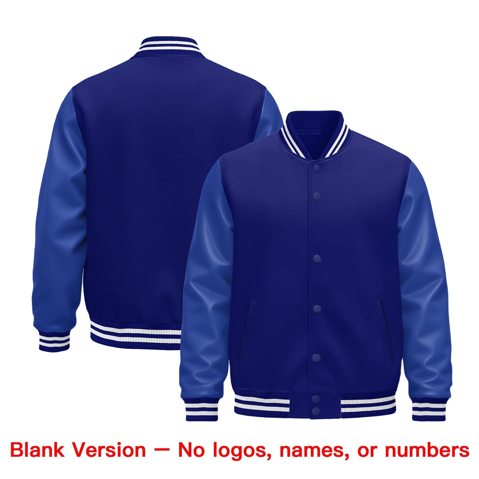 Custom Royal Blue White Classic Style Leather Sleeves Wrinkle-Resistant Jacket| KXKSHOP